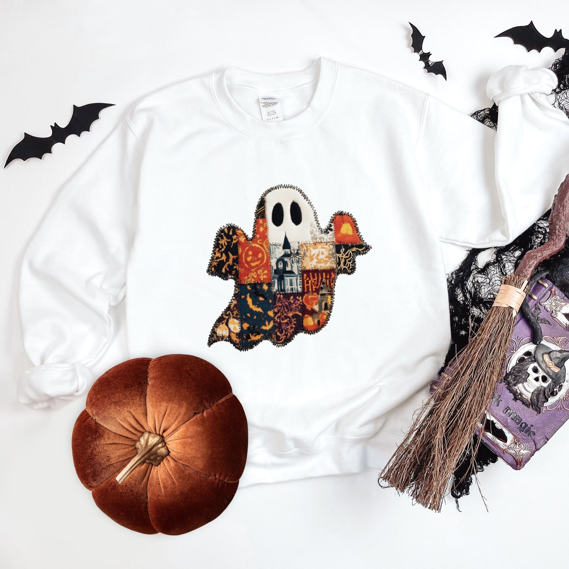 Patchwork Ghost Printed -  Womens Sweatshirt