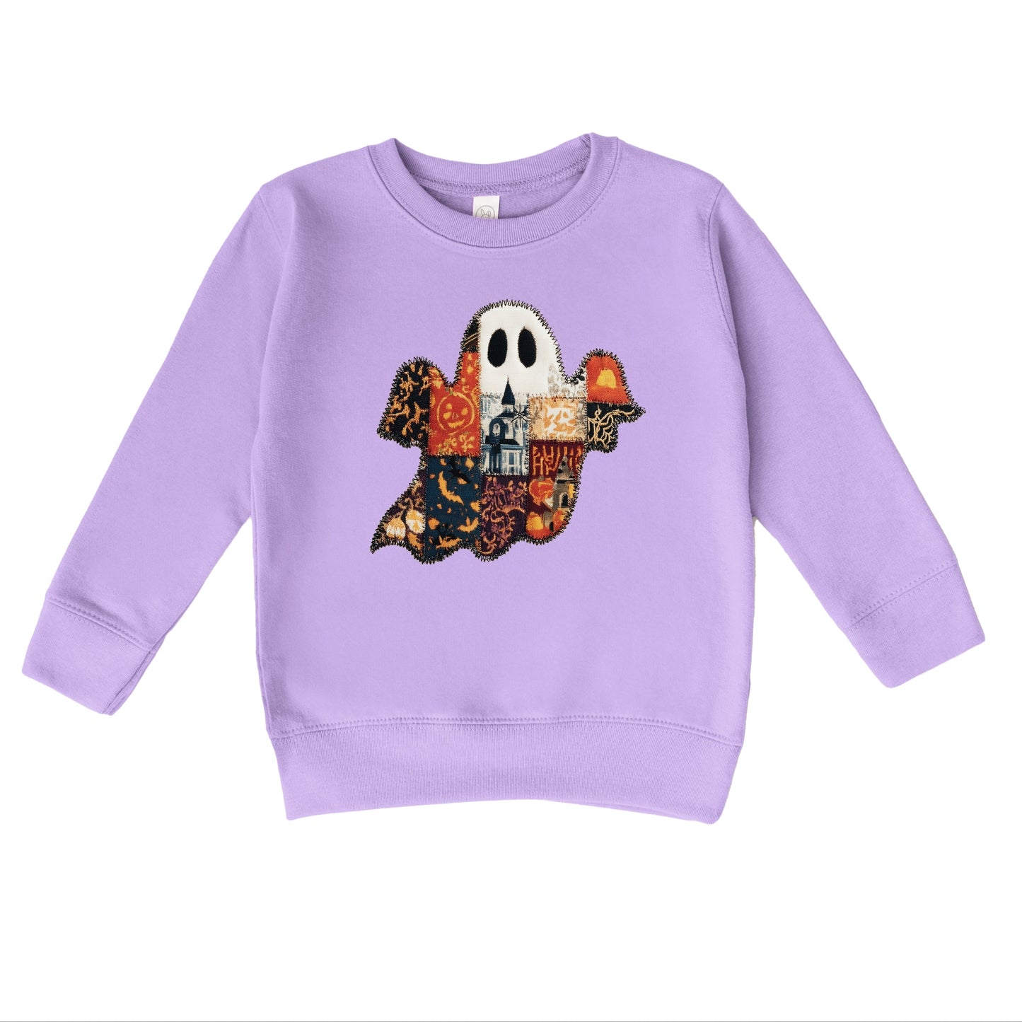Patchwork Ghost Printed - Toddler Graphic Sweatshirt and Youth Graphic Sweatshirt