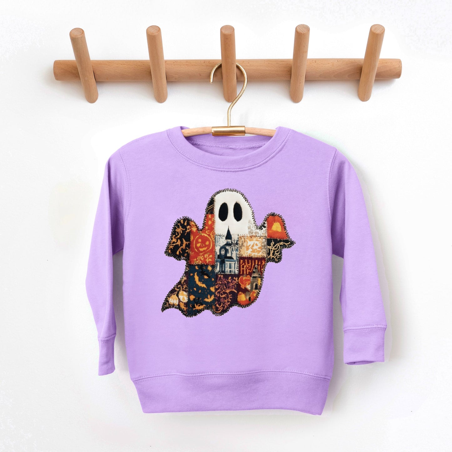 Patchwork Ghost Printed - Toddler Graphic Sweatshirt and Youth Graphic Sweatshirt