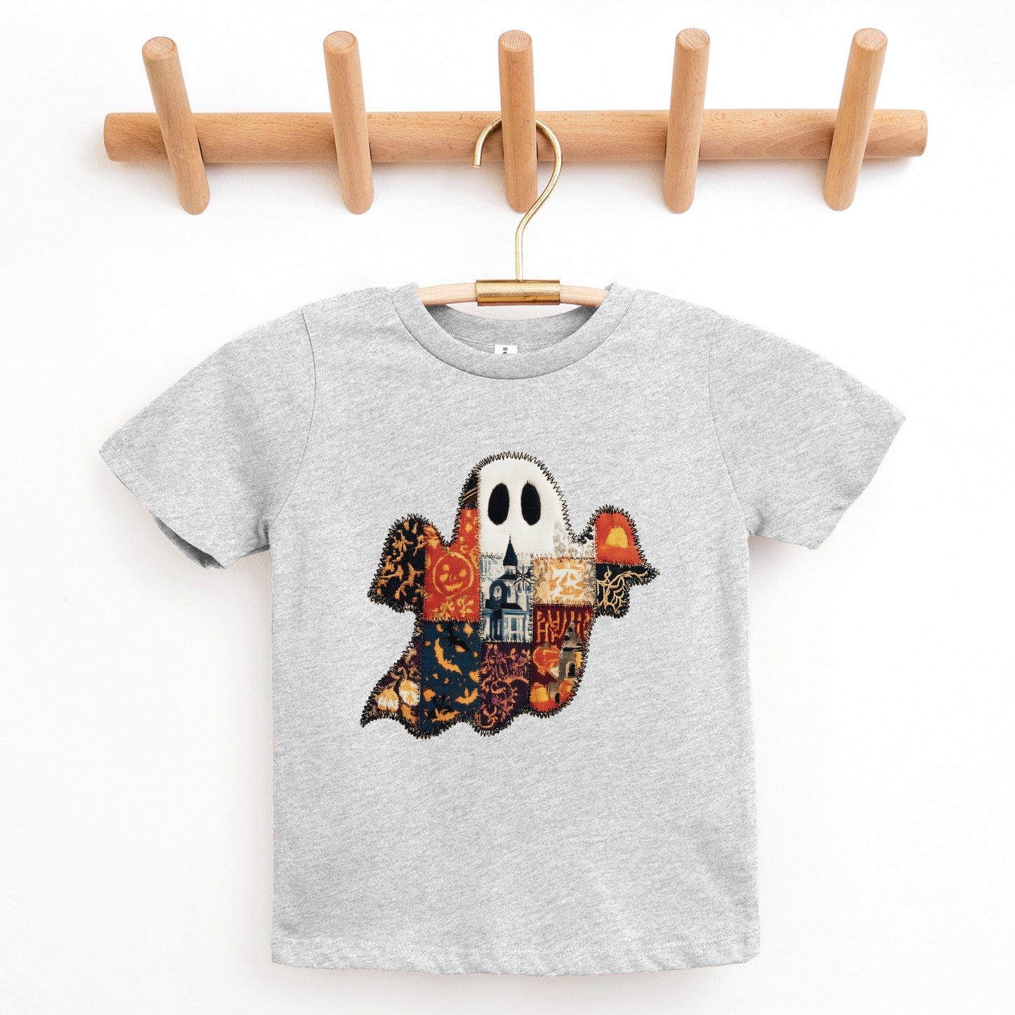 Patchwork Ghost Printed - Youth Short Sleeve Graphic T-Shirt and Toddler Short Sleeve Graphic T-Shirt
