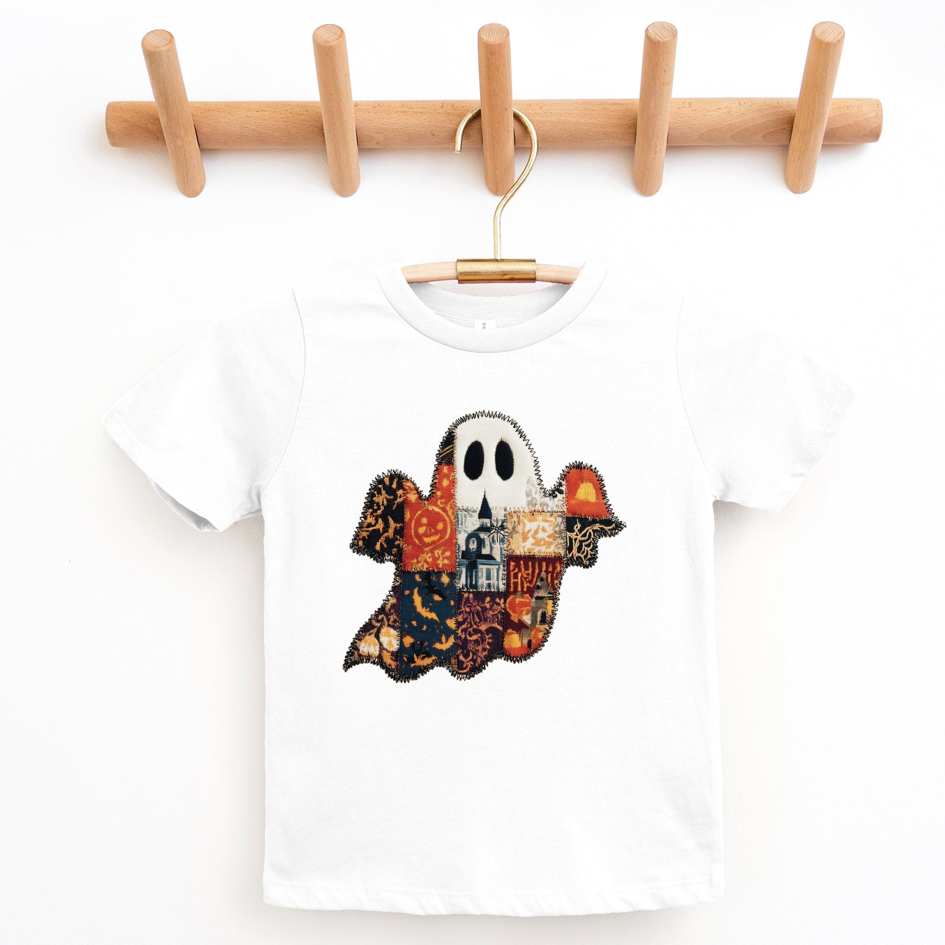 Patchwork Ghost Printed - Youth Short Sleeve Graphic T-Shirt and Toddler Short Sleeve Graphic T-Shirt