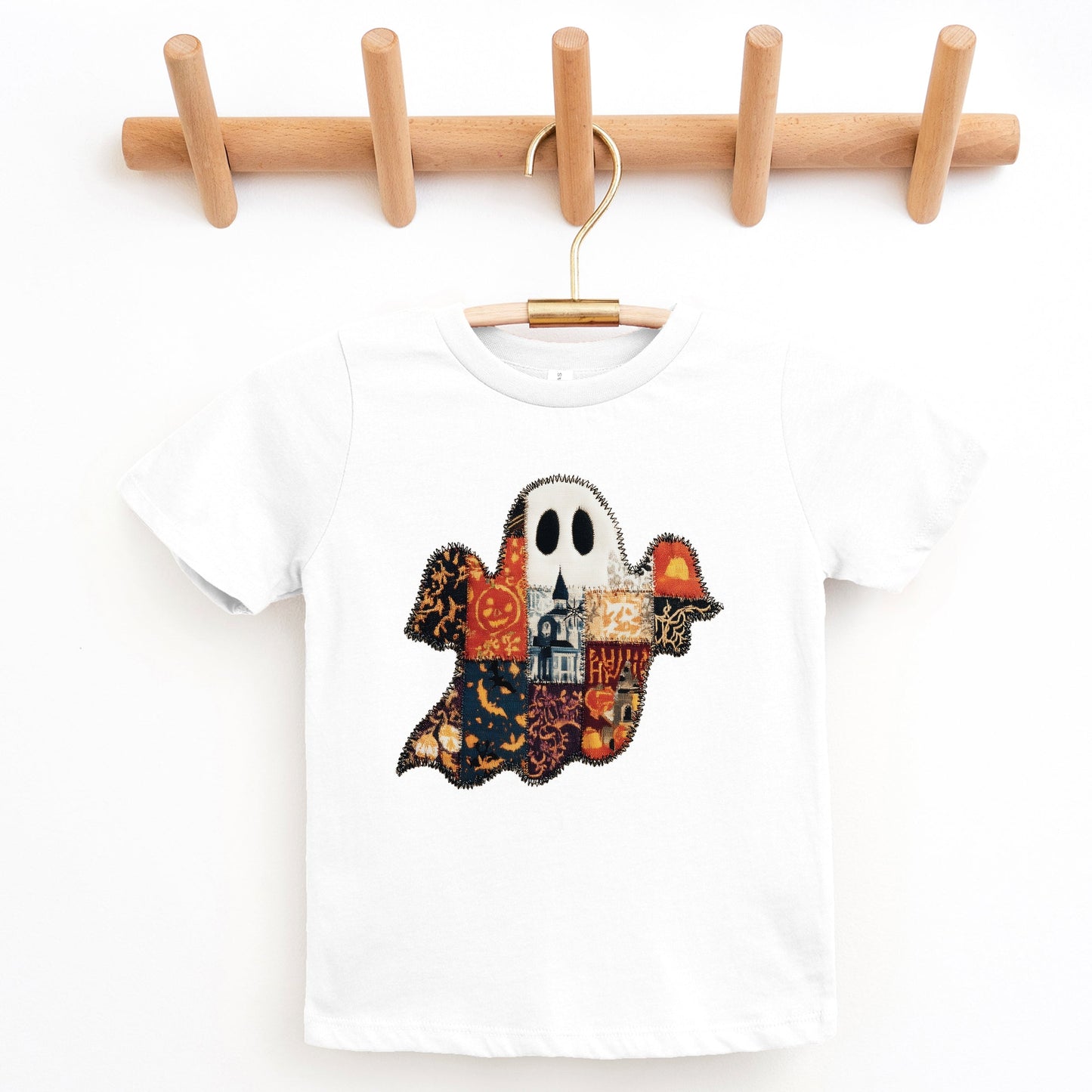 Patchwork Ghost Printed - Youth Short Sleeve Graphic T-Shirt and Toddler Short Sleeve Graphic T-Shirt