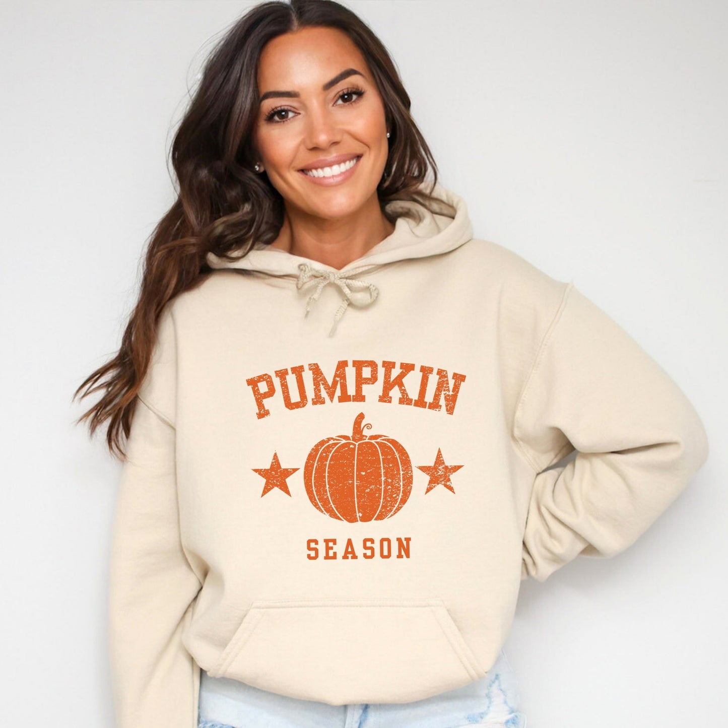 Pumpkin Season Star Distressed - Womens Hoodie