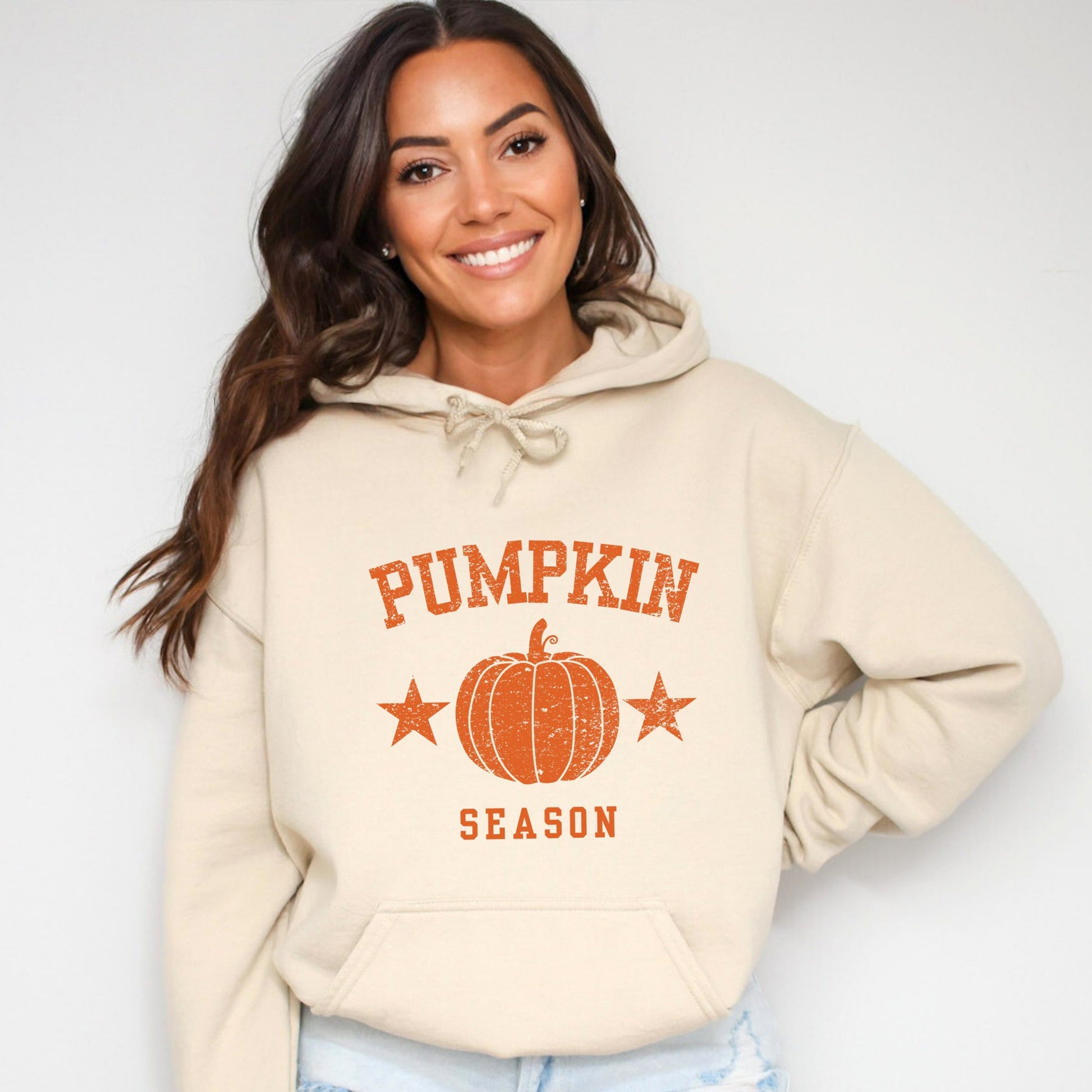 Pumpkin Season Star Distressed - Womens Hoodie