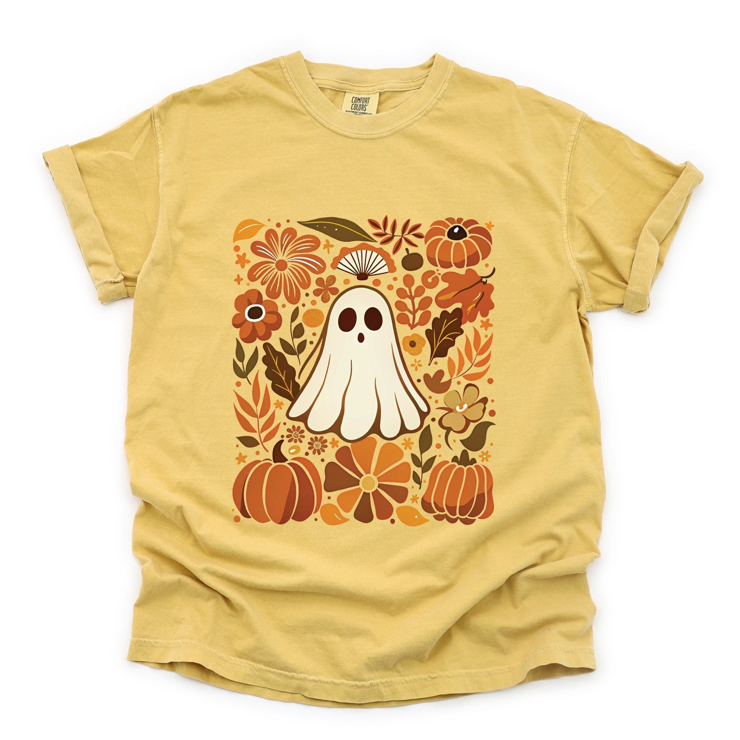 Ghost Floral Collage - Womens Garment Dyed Tee