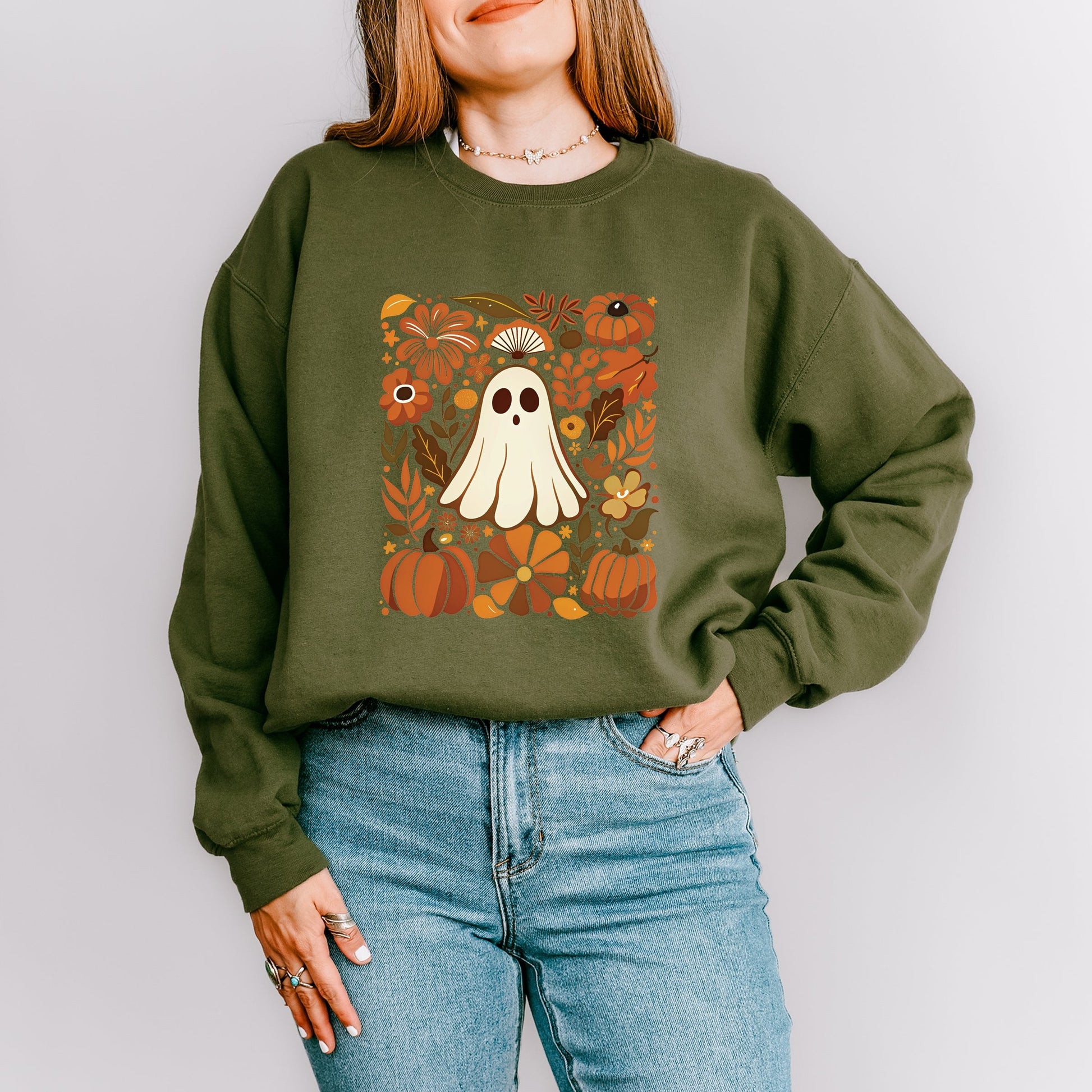 Ghost Floral Collage -  Womens Sweatshirt