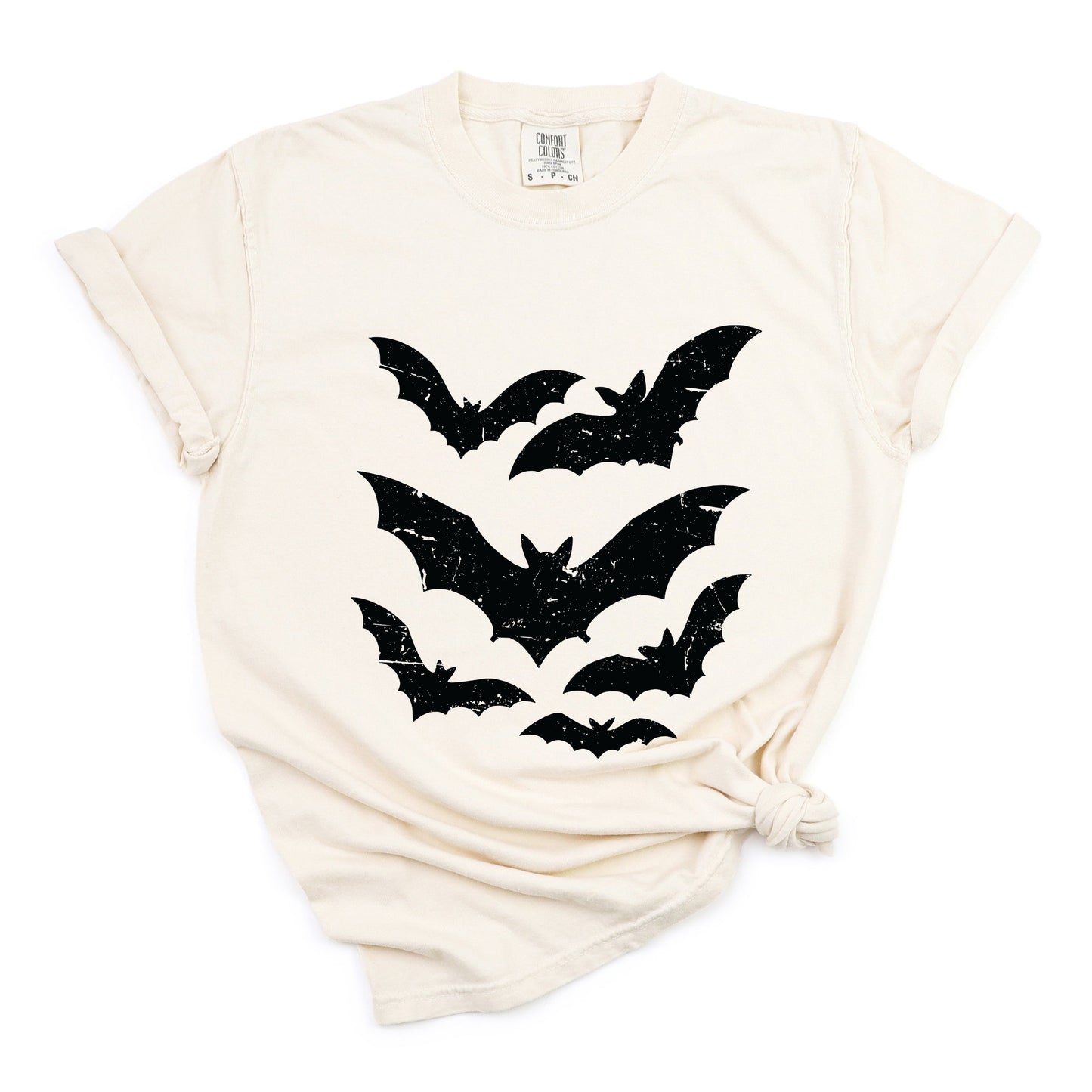 Halloween Bats Distressed - Womens Garment Dyed Tee
