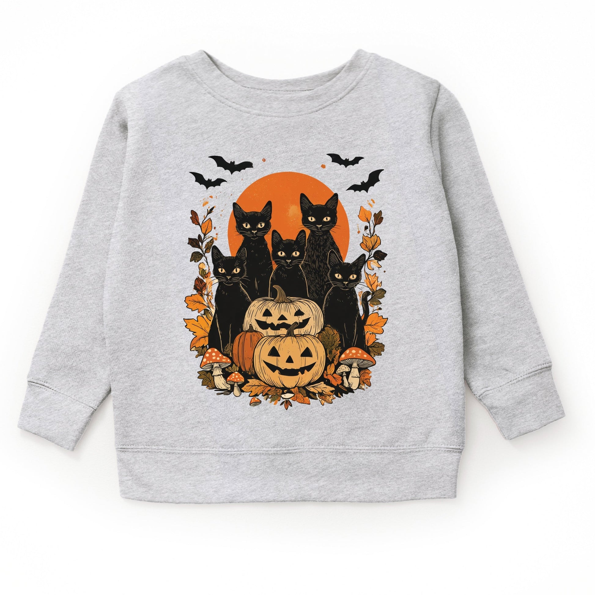 Black Cats Pumpkin Vintage - Toddler Graphic Sweatshirt and Youth Graphic Sweatshirt
