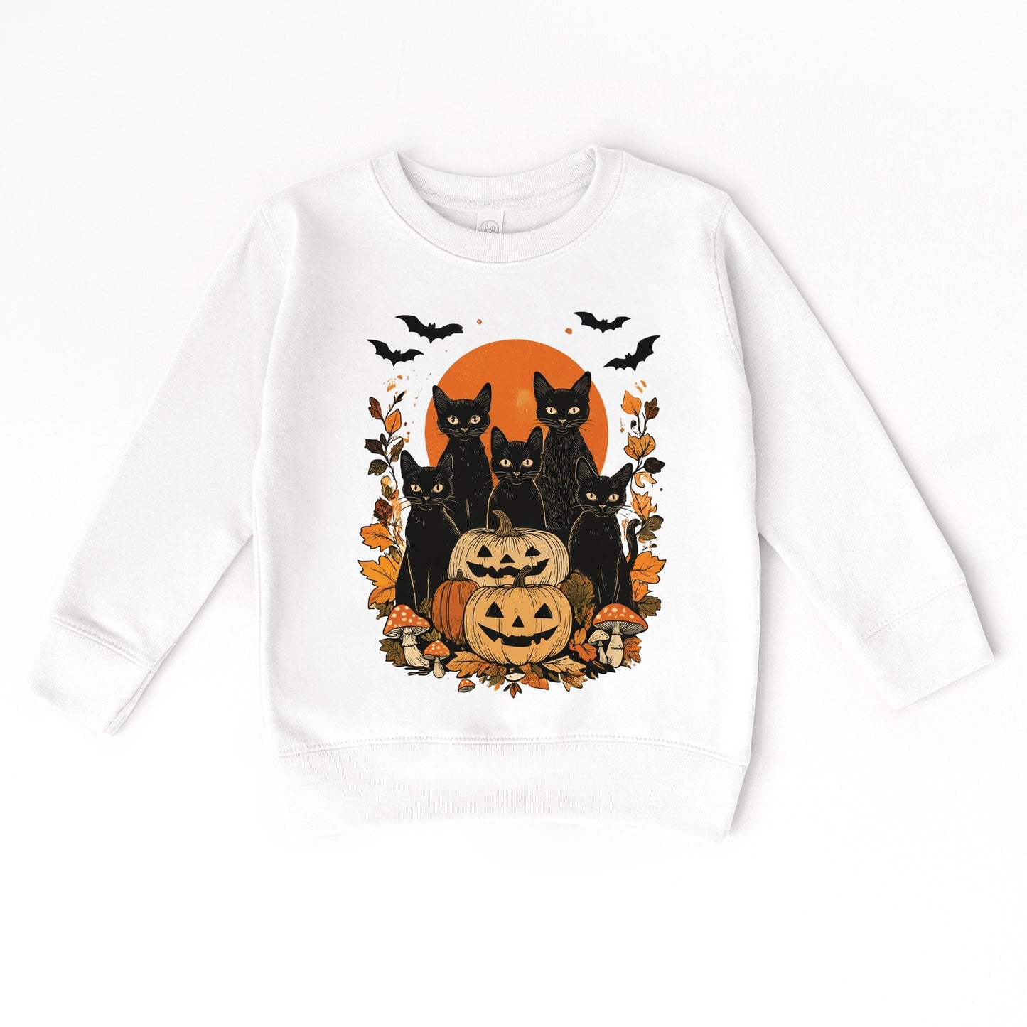 Black Cats Pumpkin Vintage - Toddler Graphic Sweatshirt and Youth Graphic Sweatshirt