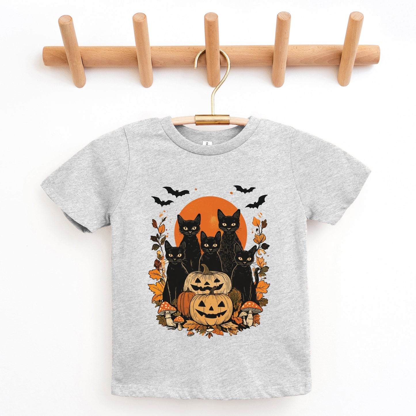 Black Cats Pumpkin Vintage - Toddler Short Sleeve Graphic T-Shirt and Youth Short Sleeve Graphic T-Shirt