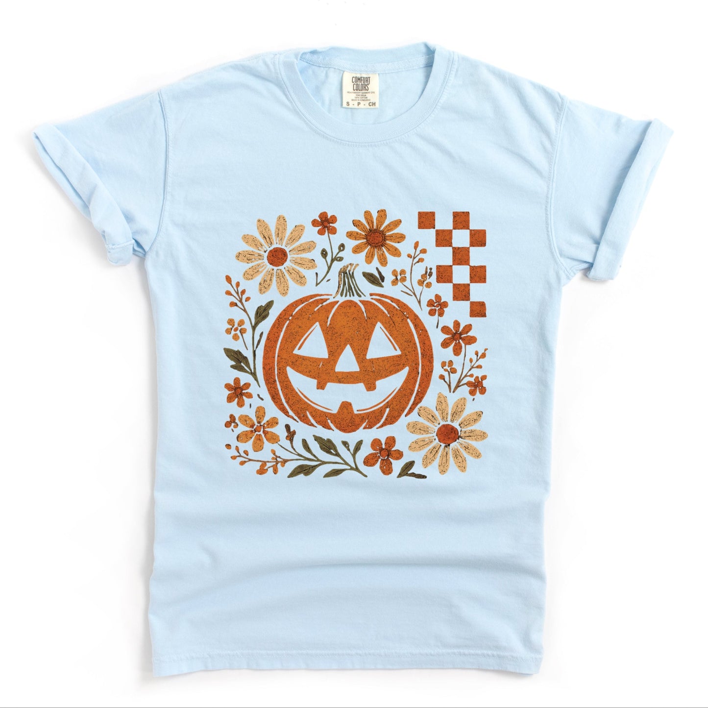 Pumpkin Floral Grunge - Garment Dyed Tee