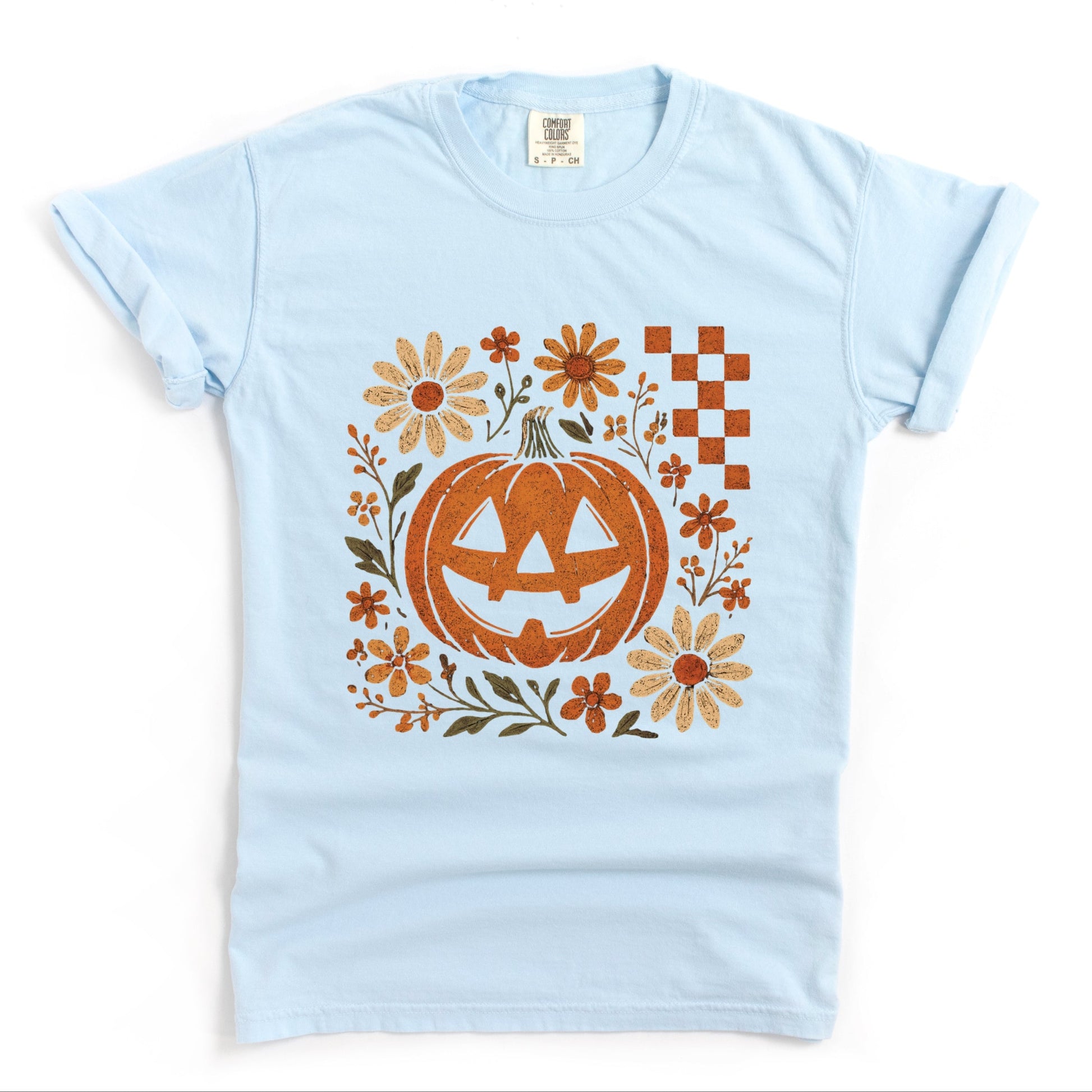 Pumpkin Floral Grunge - Garment Dyed Tee
