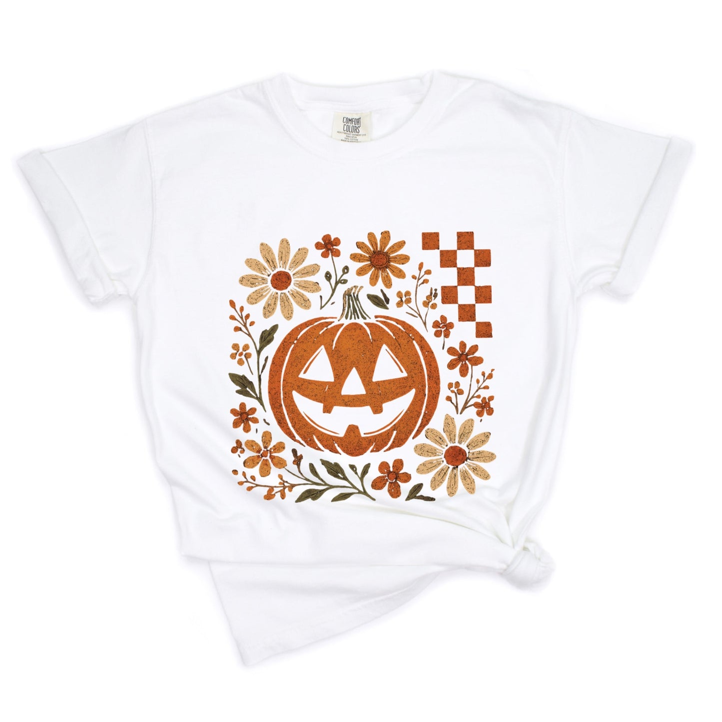 Pumpkin Floral Grunge - Garment Dyed Tee
