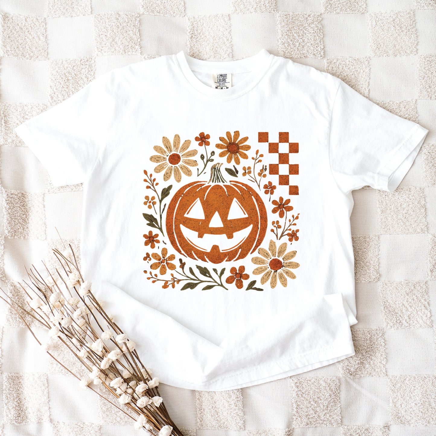 Pumpkin Floral Grunge - Garment Dyed Tee