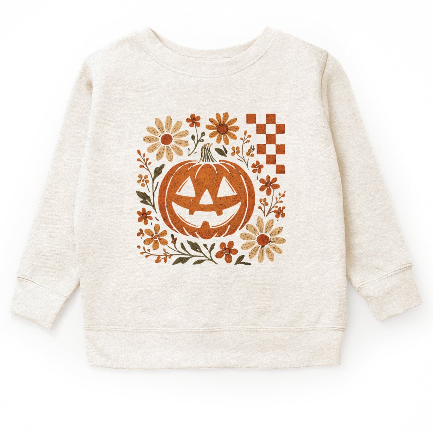 Pumpkin Floral Grunge - Toddler Graphic Sweatshirt and Youth Graphic Sweatshirt
