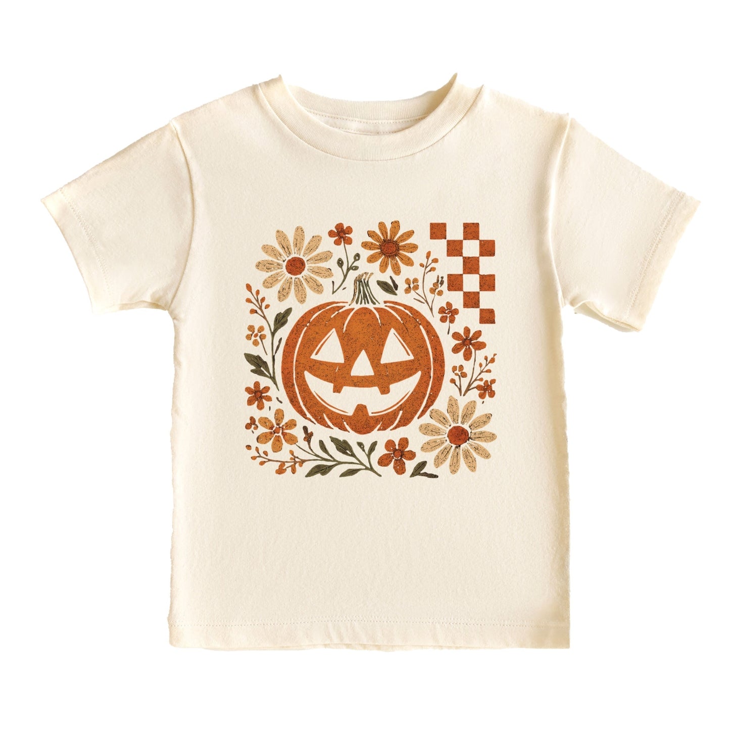 Pumpkin Floral Grunge - Youth Short Sleeve Graphic T-Shirt and Toddler Short Sleeve Graphic T-Shirt