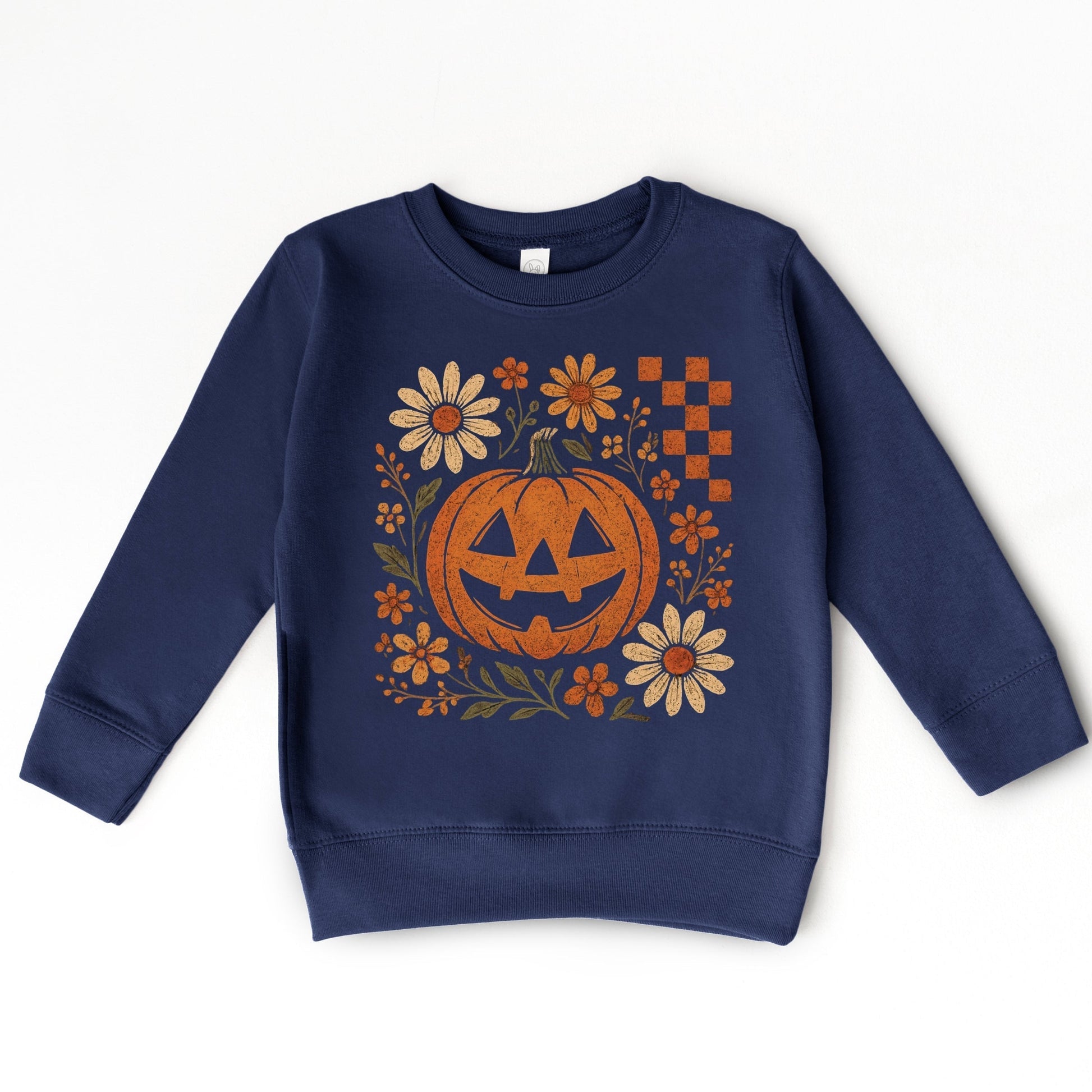 Pumpkin Floral Grunge - Toddler Graphic Sweatshirt and Youth Graphic Sweatshirt
