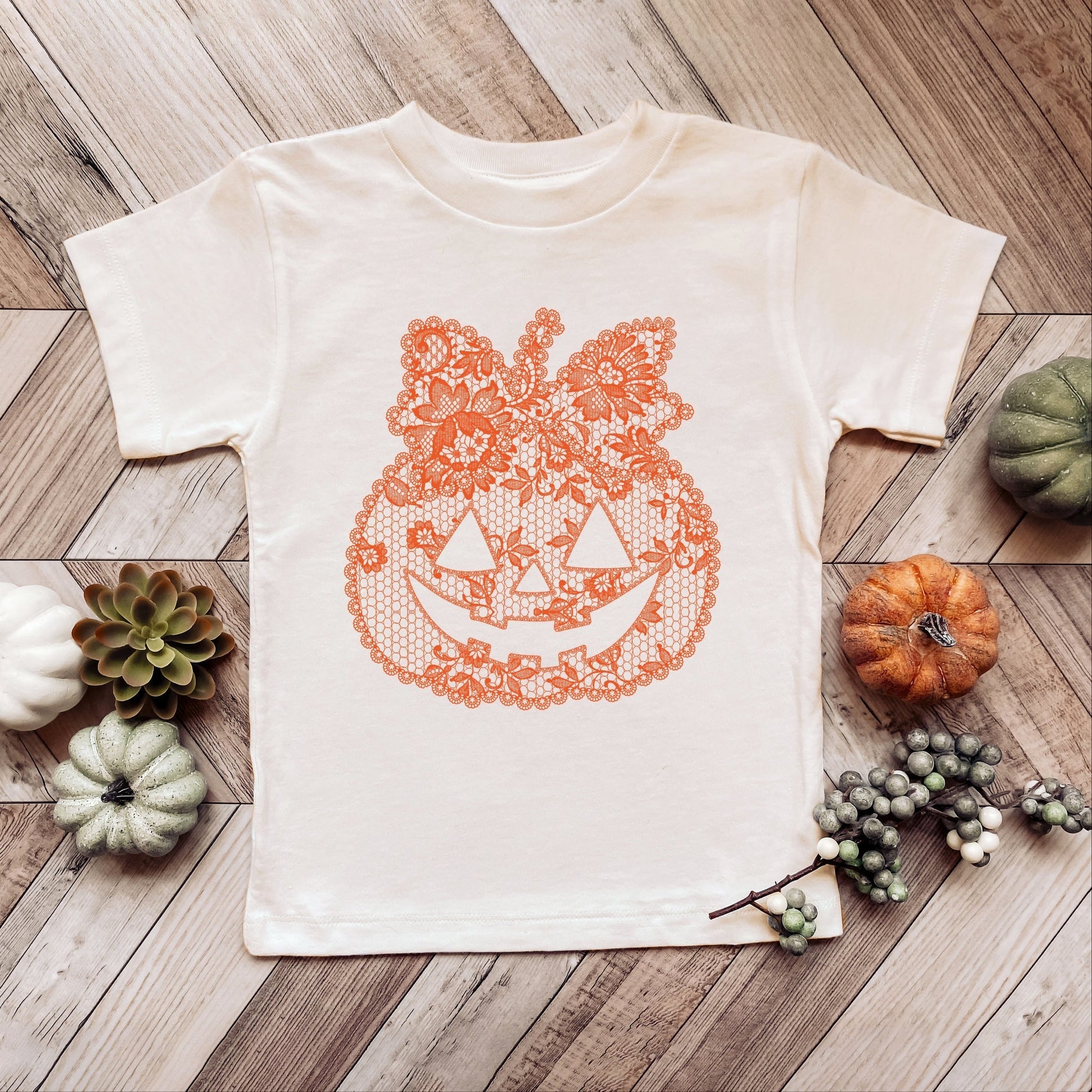 Pumpkin Doily Coquette - Youth Short Sleeve Graphic T-Shirt and Toddler Short Sleeve Graphic T-Shirt