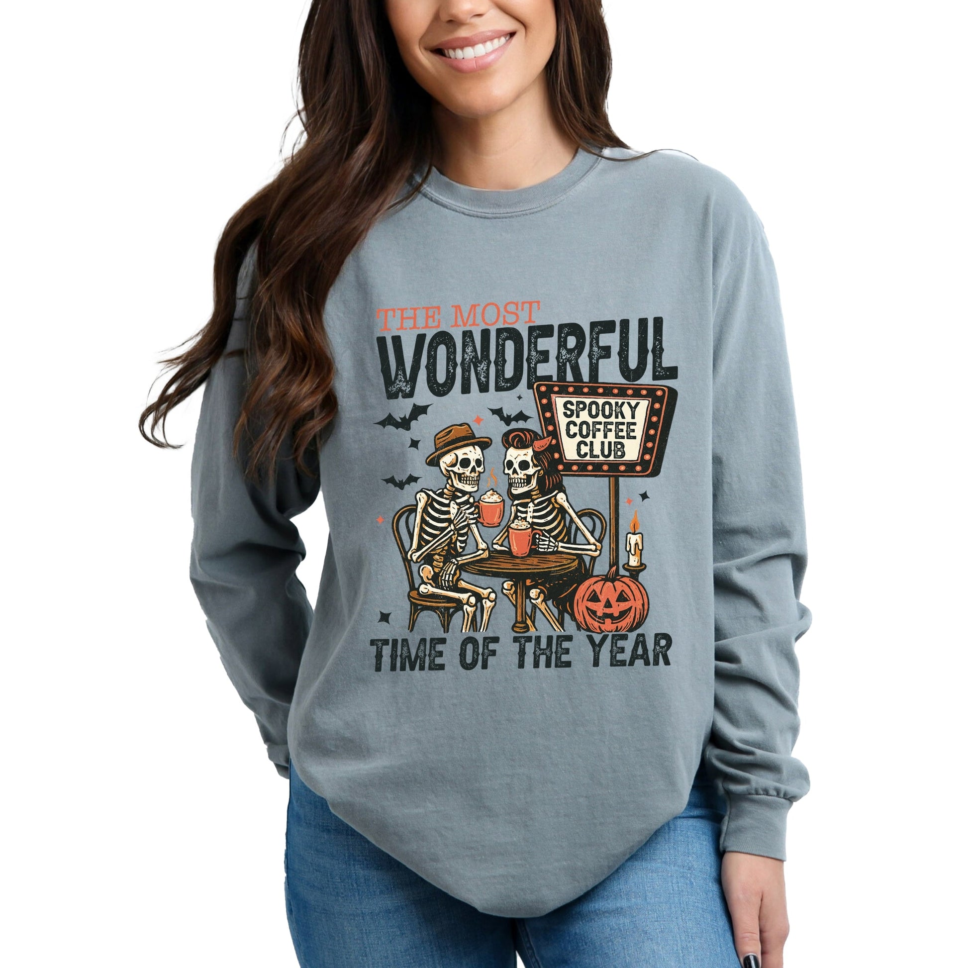 Halloween Wonderful Time of the Year Skeletons - Garment Dyed Long Sleeve