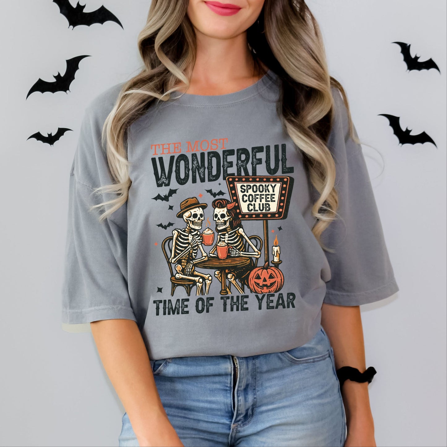 Halloween Wonderful Time of the Year Skeletons - Garment Dyed Tee