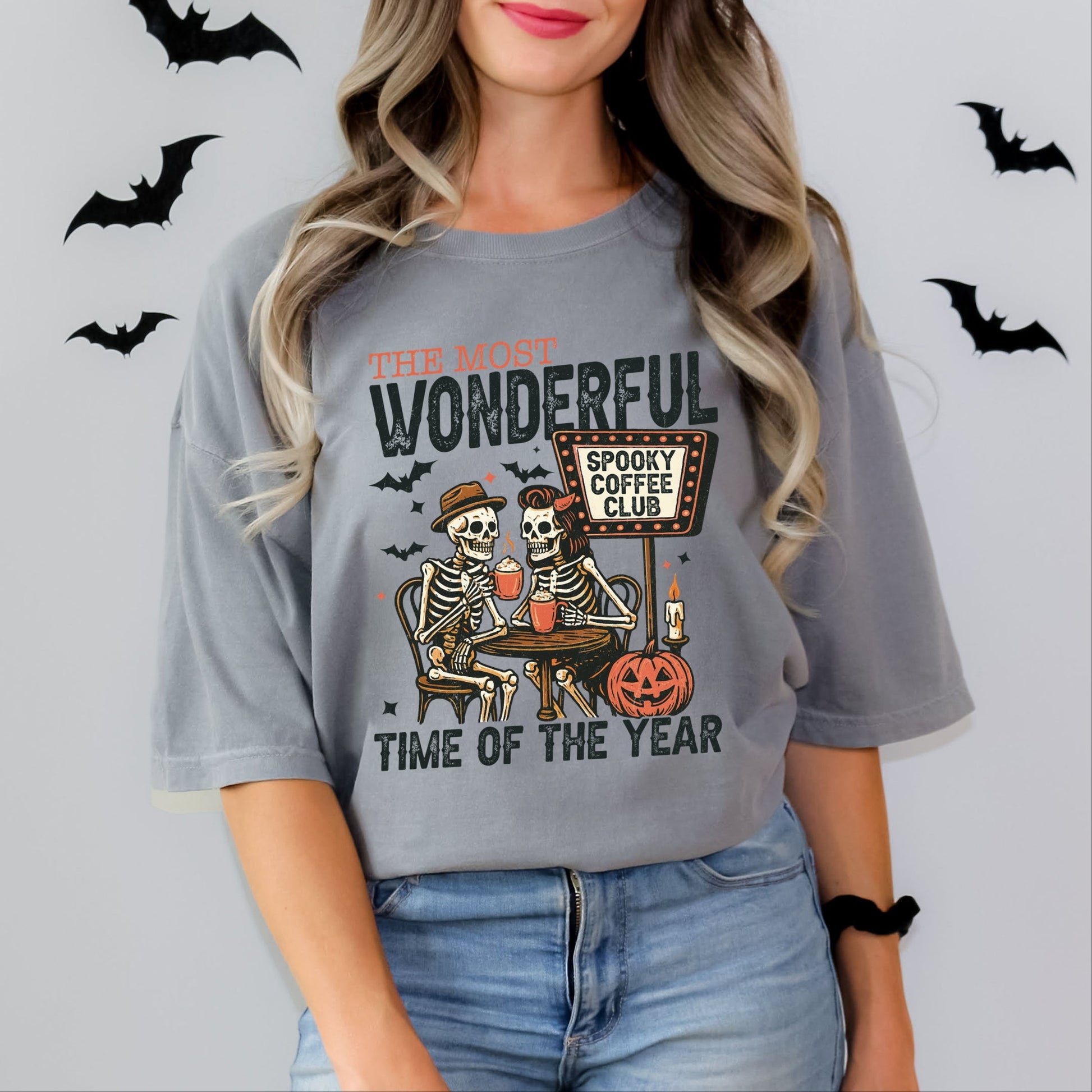 Halloween Wonderful Time of the Year Skeletons - Garment Dyed Tee