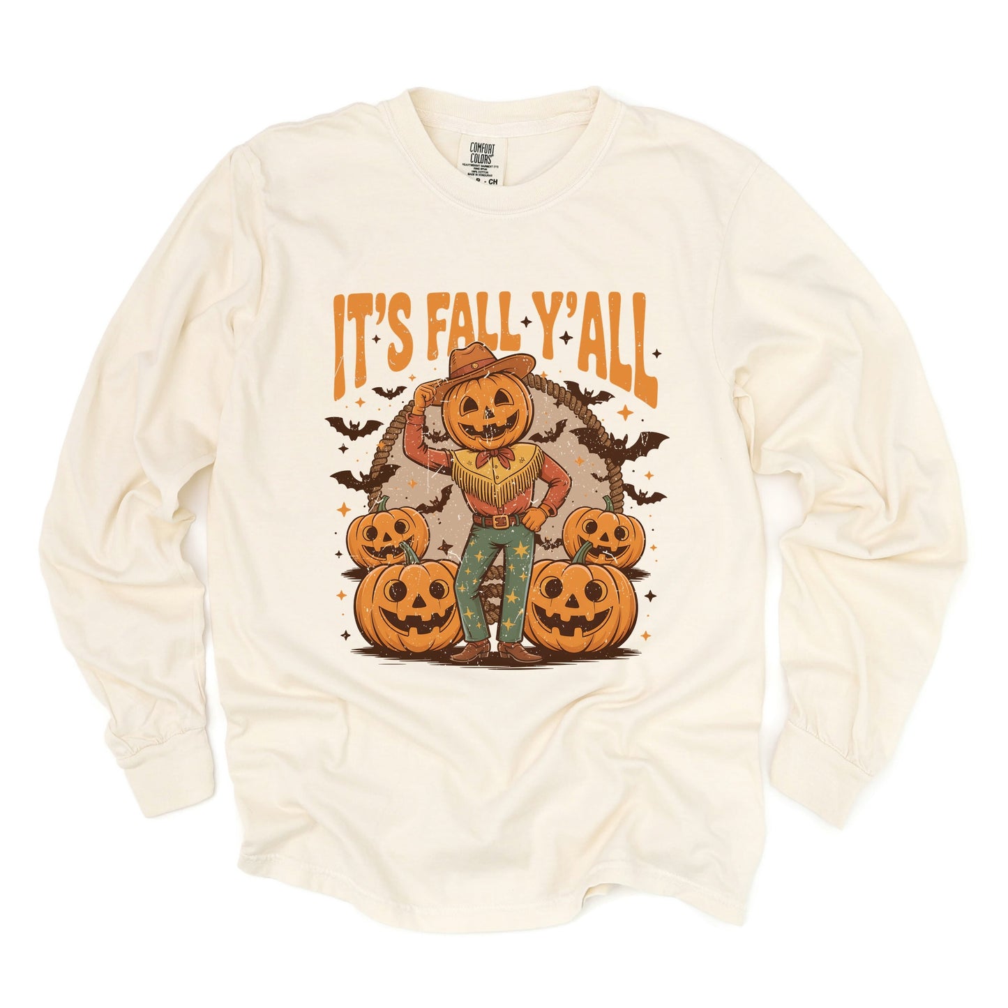 It's Fall Y'all Pumpkin Cowboy - Garment Dyed Long Sleeve