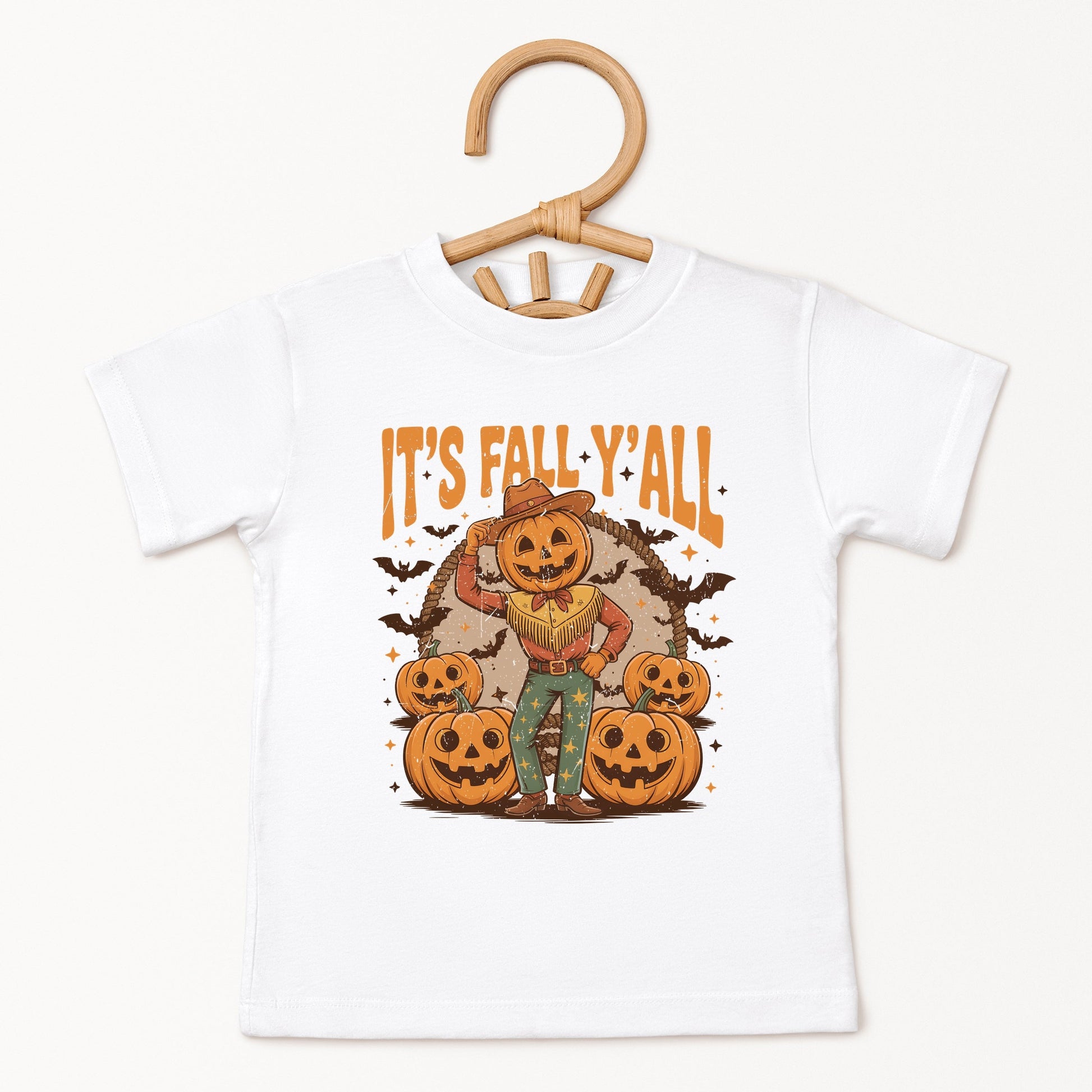 It's Fall Y'all Pumpkin Cowboy - Youth Short Sleeve Graphic T-Shirt and Toddler Short Sleeve Graphic T-Shirt