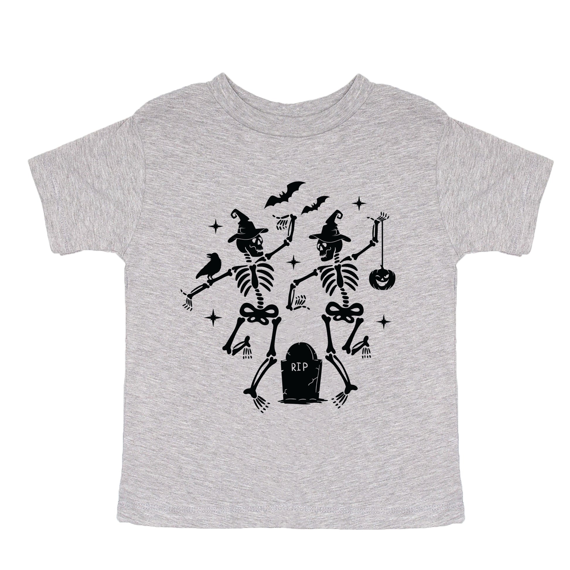 Two Skeletons Dancing Grave - Youth Short Sleeve Graphic T-Shirt and Toddler Short Sleeve Graphic T-Shirt