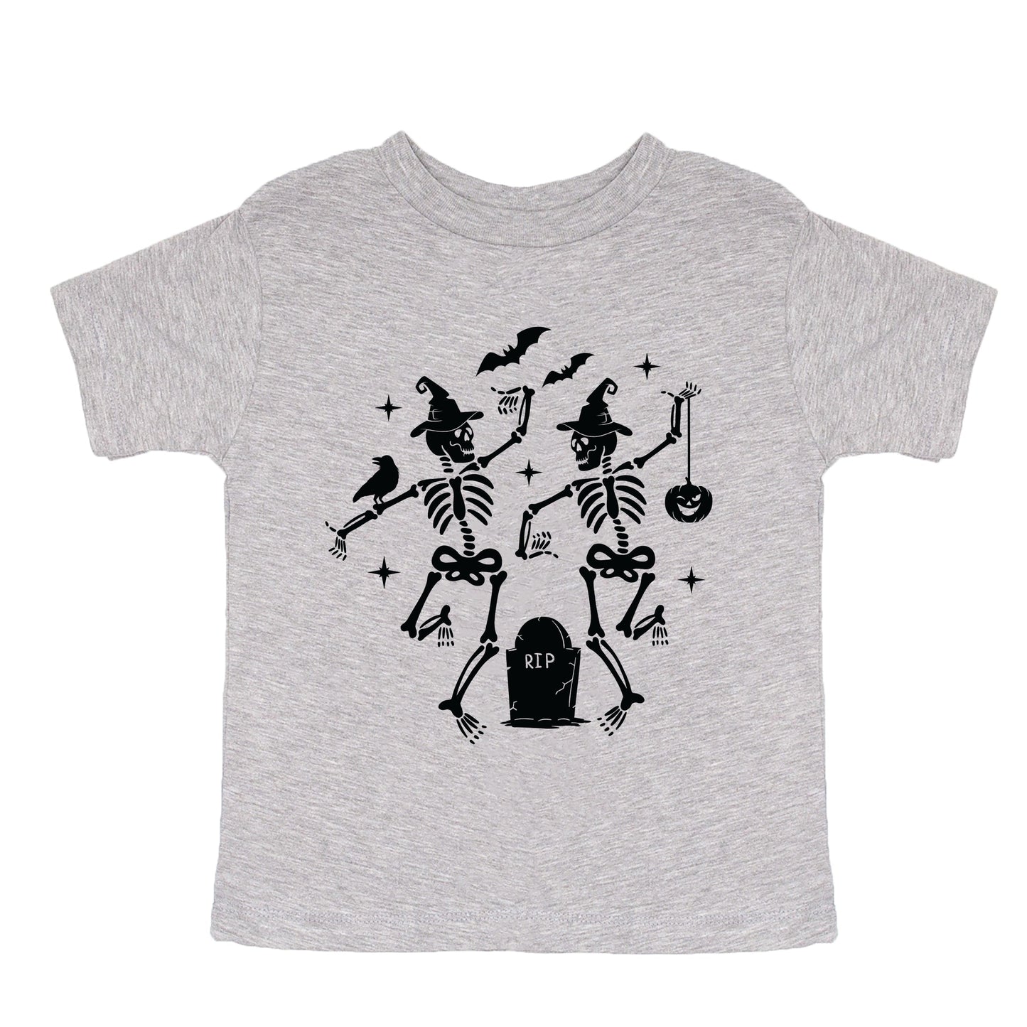 Two Skeletons Dancing Grave - Youth Short Sleeve Graphic T-Shirt and Toddler Short Sleeve Graphic T-Shirt