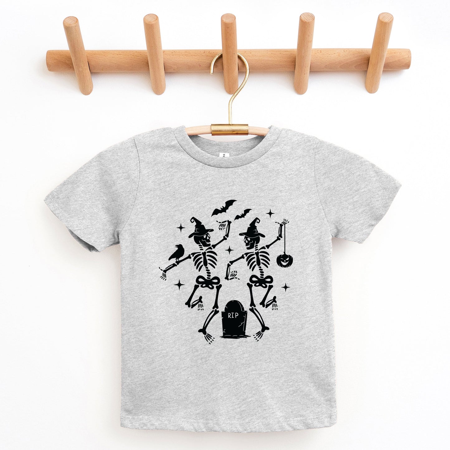 Two Skeletons Dancing Grave - Youth Short Sleeve Graphic T-Shirt and Toddler Short Sleeve Graphic T-Shirt