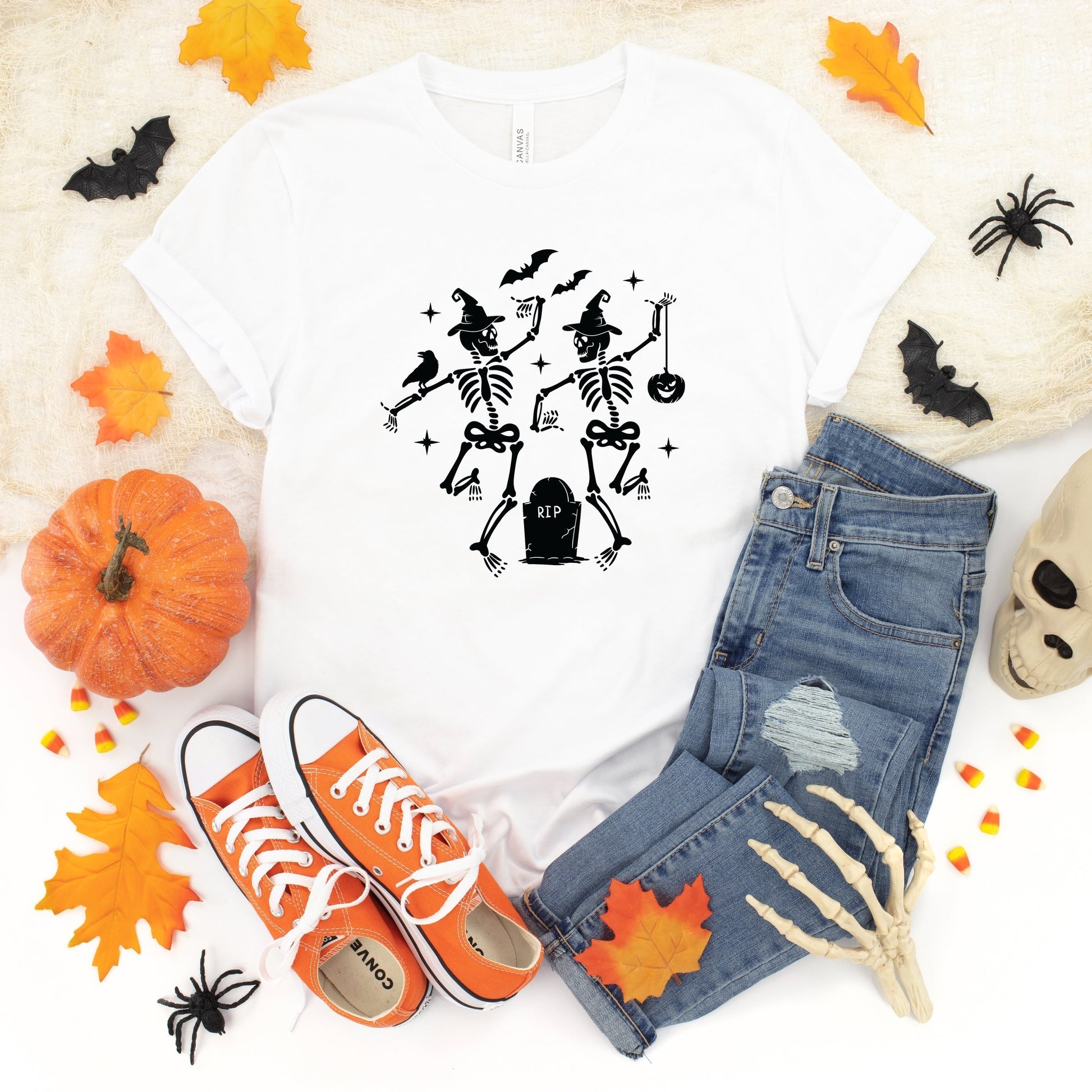 Two Skeletons Dancing Grave - Youth Short Sleeve Graphic T-Shirt and Toddler Short Sleeve Graphic T-Shirt