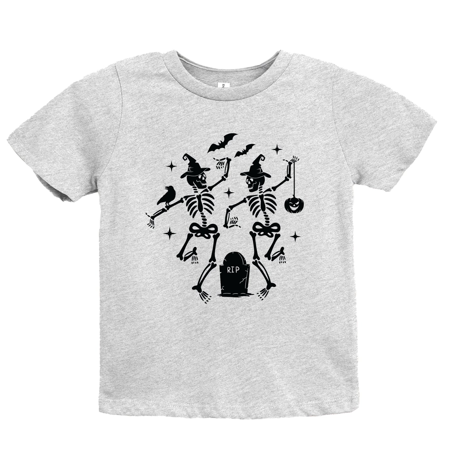 Two Skeletons Dancing Grave - Youth Short Sleeve Graphic T-Shirt and Toddler Short Sleeve Graphic T-Shirt