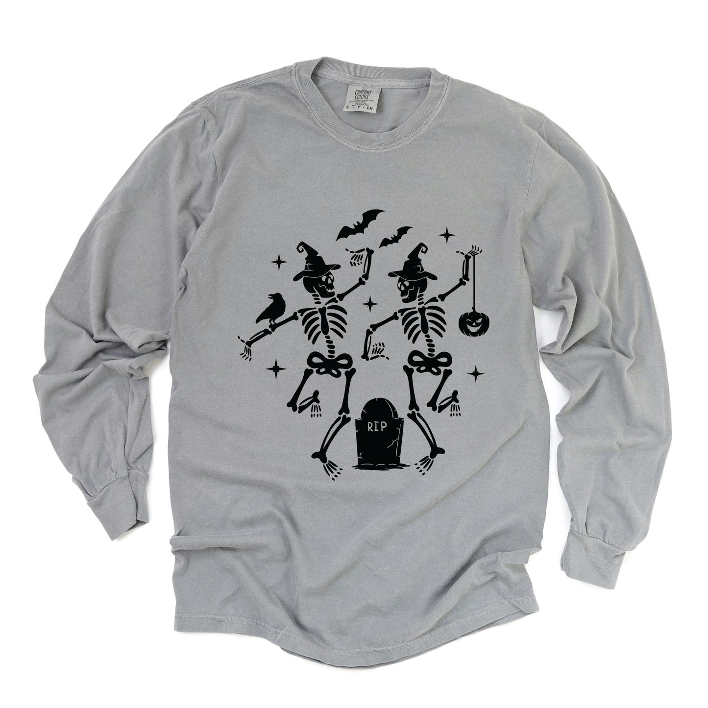 Two Skeletons Dancing Grave - Garment Dyed Long Sleeve