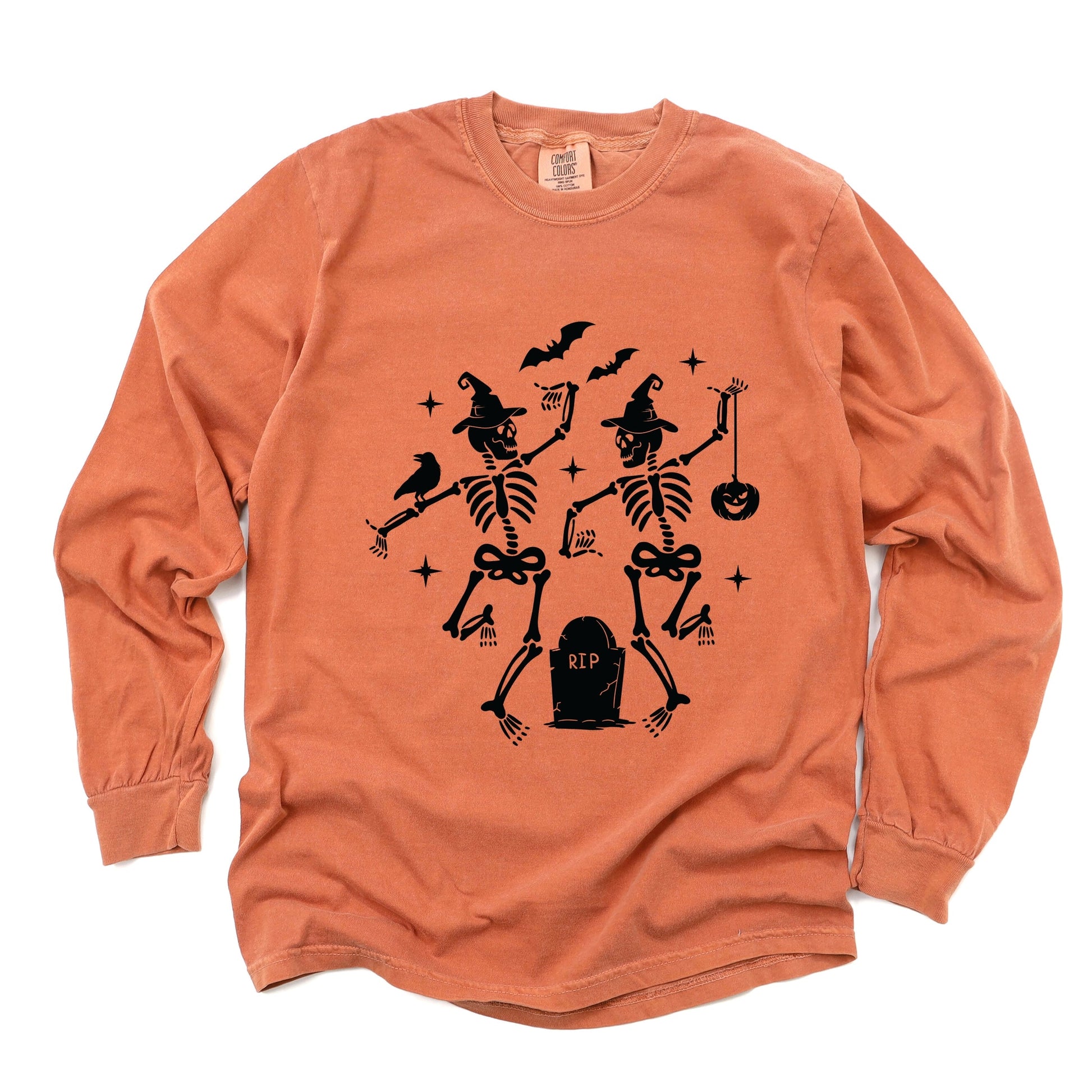 Two Skeletons Dancing Grave - Garment Dyed Long Sleeve