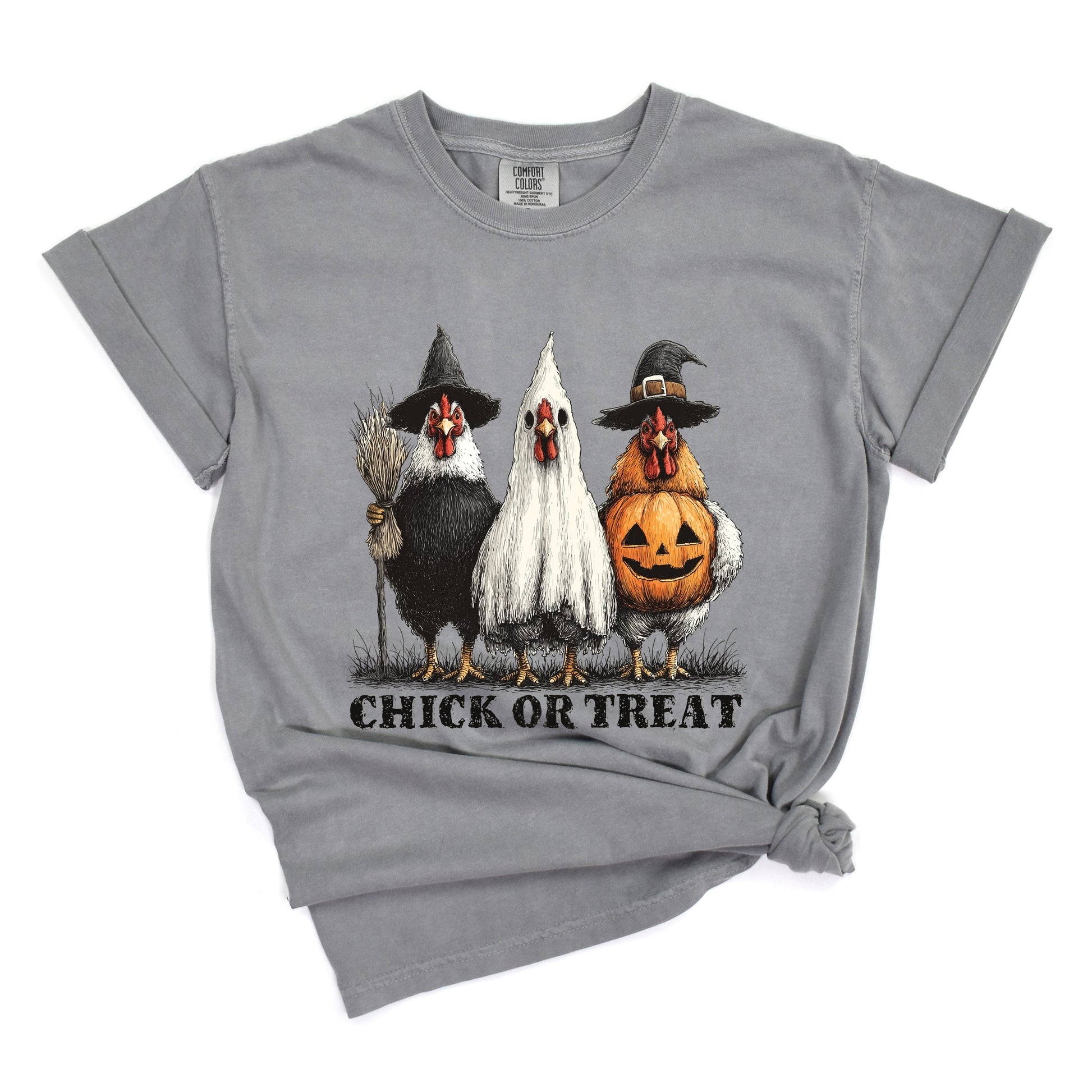 Chick or Treat Halloween Chickens - Garment Dyed Tee