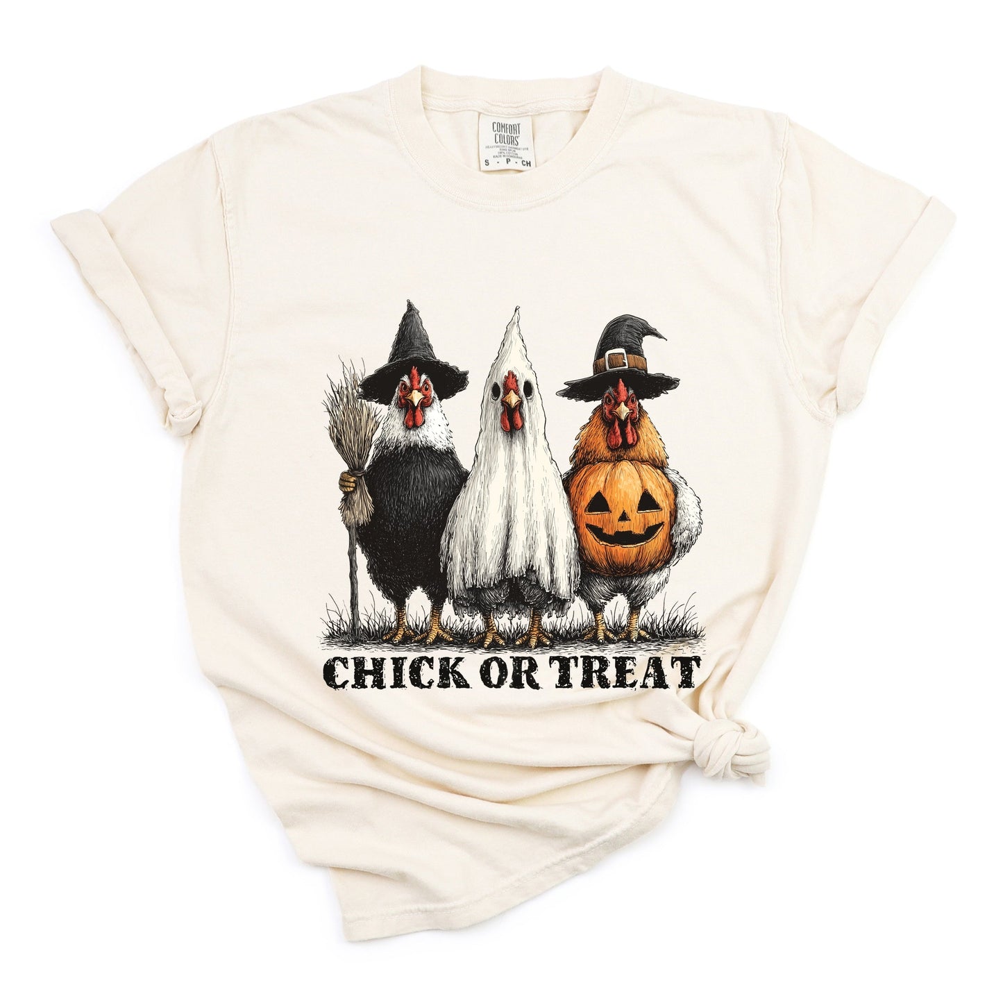 Chick or Treat Halloween Chickens - Garment Dyed Tee