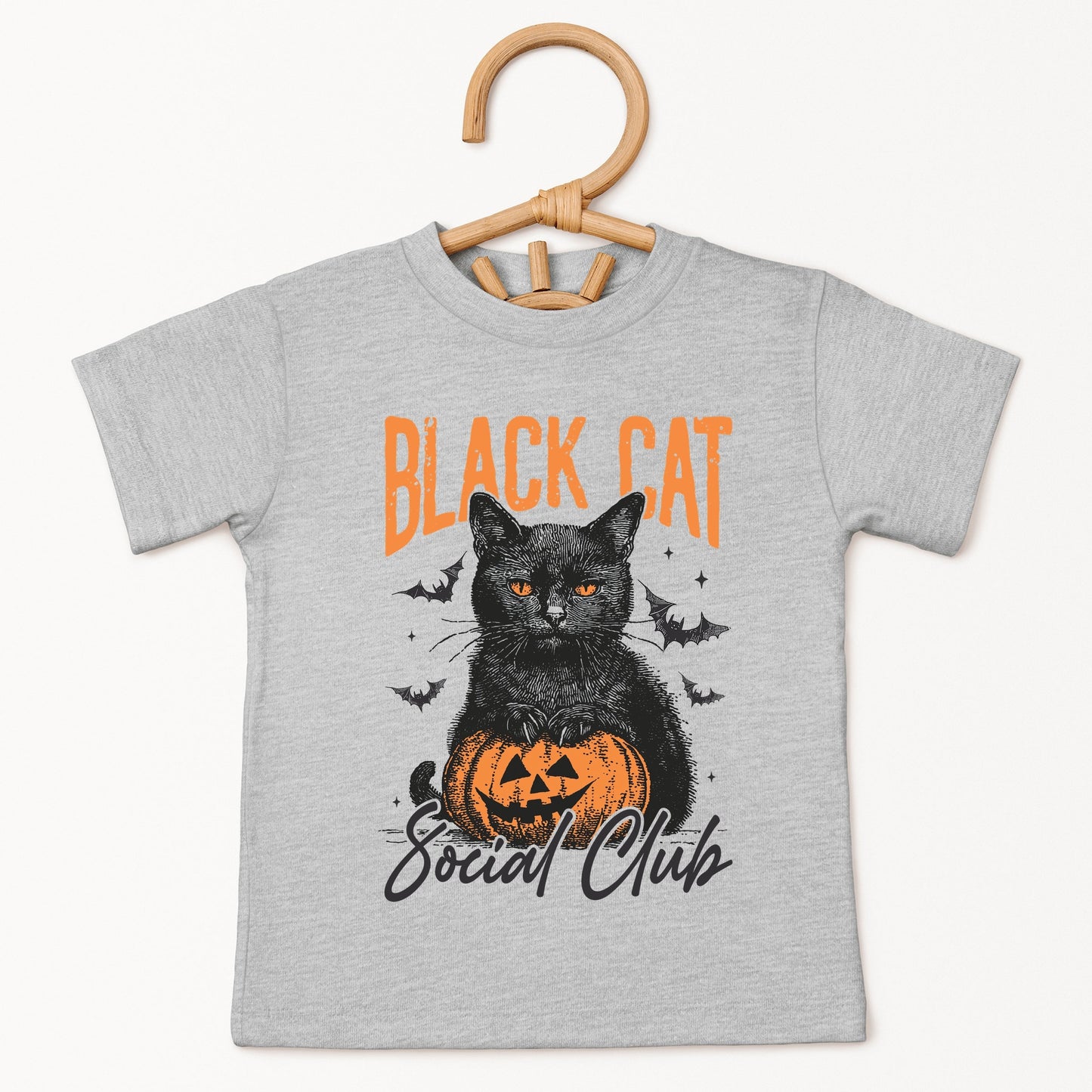 Black Cat Social Club Pumpkin - Youth Short Sleeve Graphic T-Shirt and Toddler Short Sleeve Graphic T-Shirt