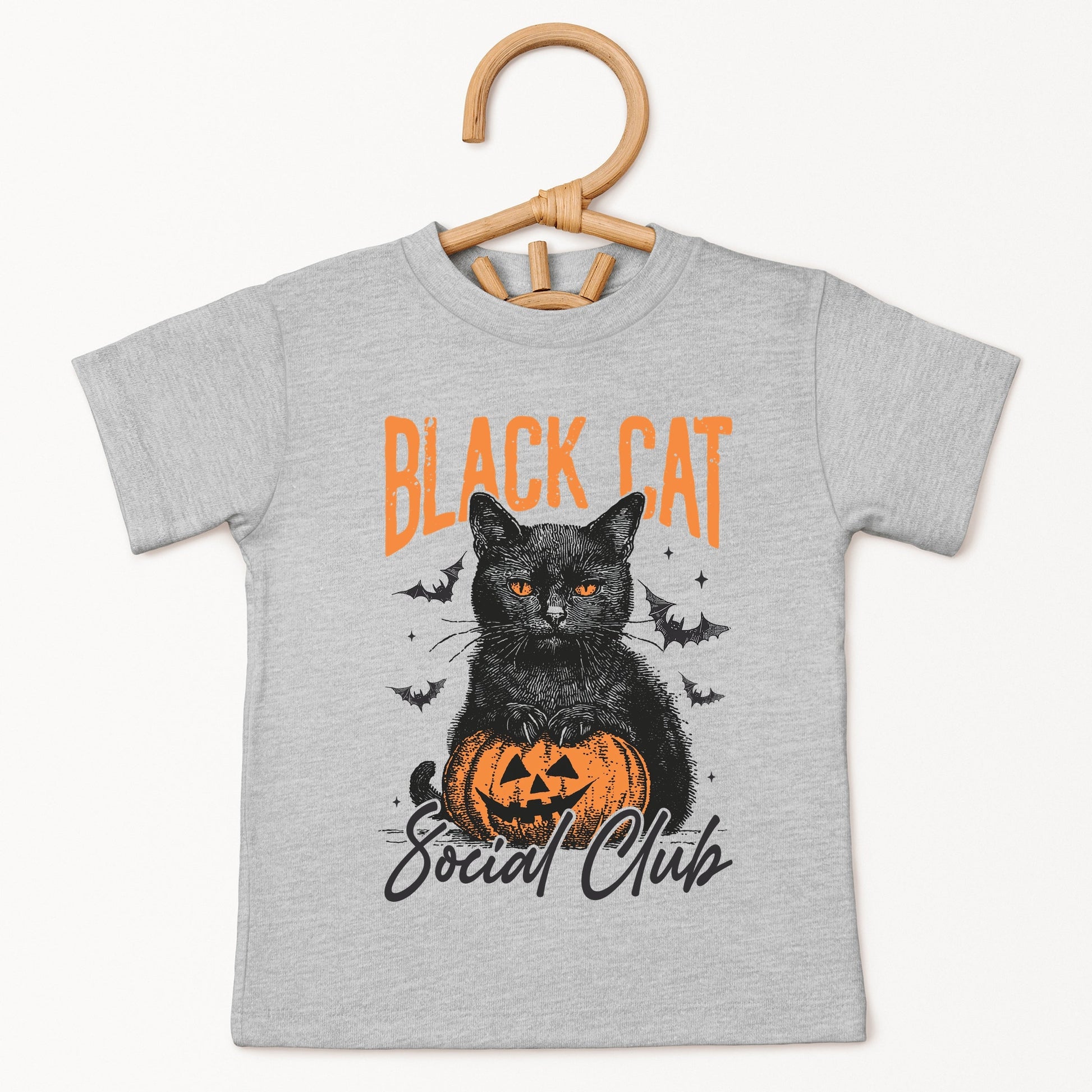 Black Cat Social Club Pumpkin - Youth Short Sleeve Graphic T-Shirt and Toddler Short Sleeve Graphic T-Shirt