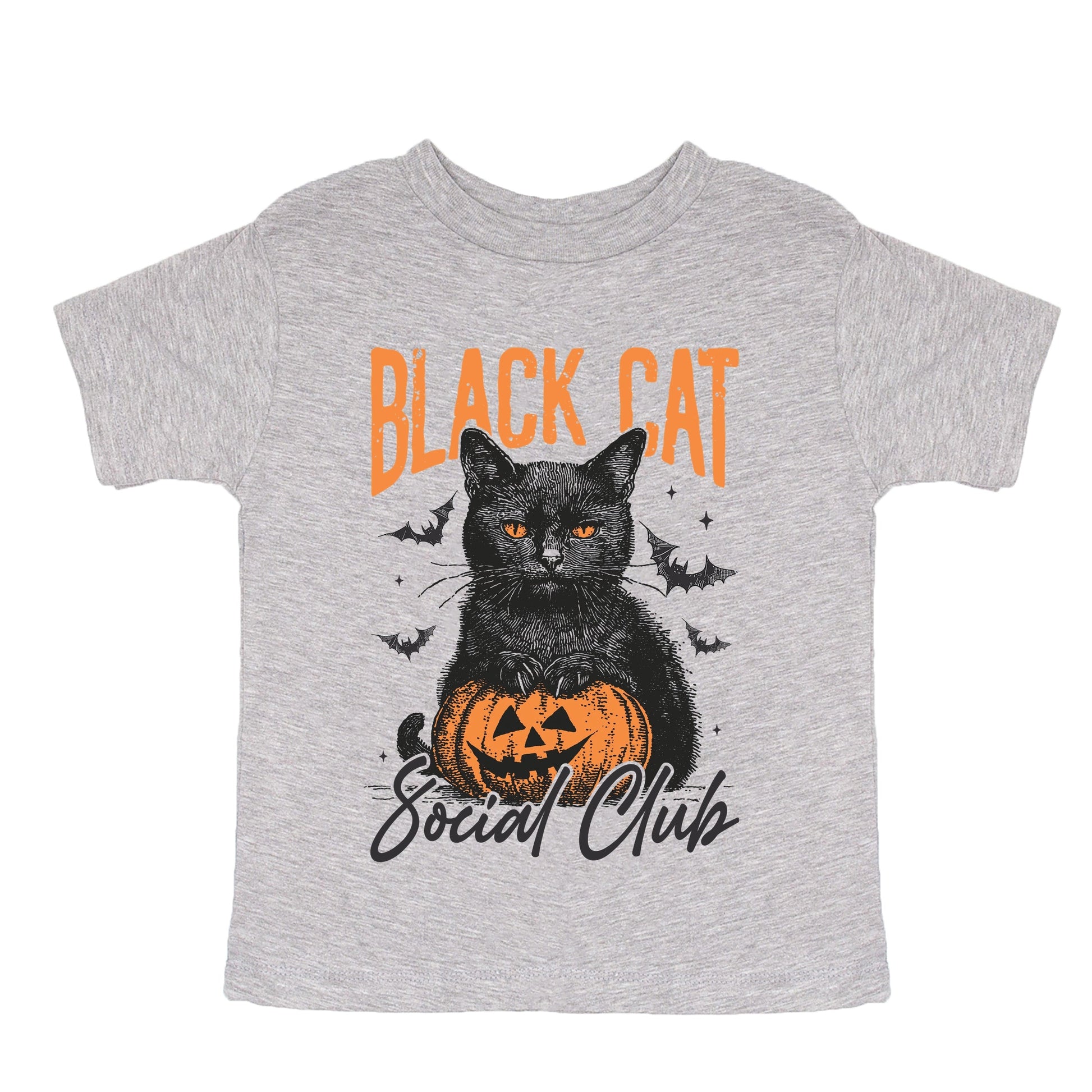 Black Cat Social Club Pumpkin - Youth Short Sleeve Graphic T-Shirt and Toddler Short Sleeve Graphic T-Shirt