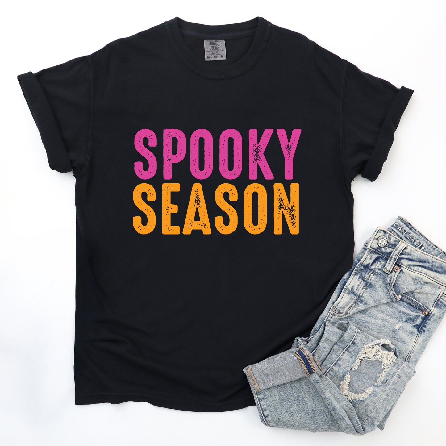 Spooky Season Bright Distressed - Women's Garment Dyed Graphic T-Shirt