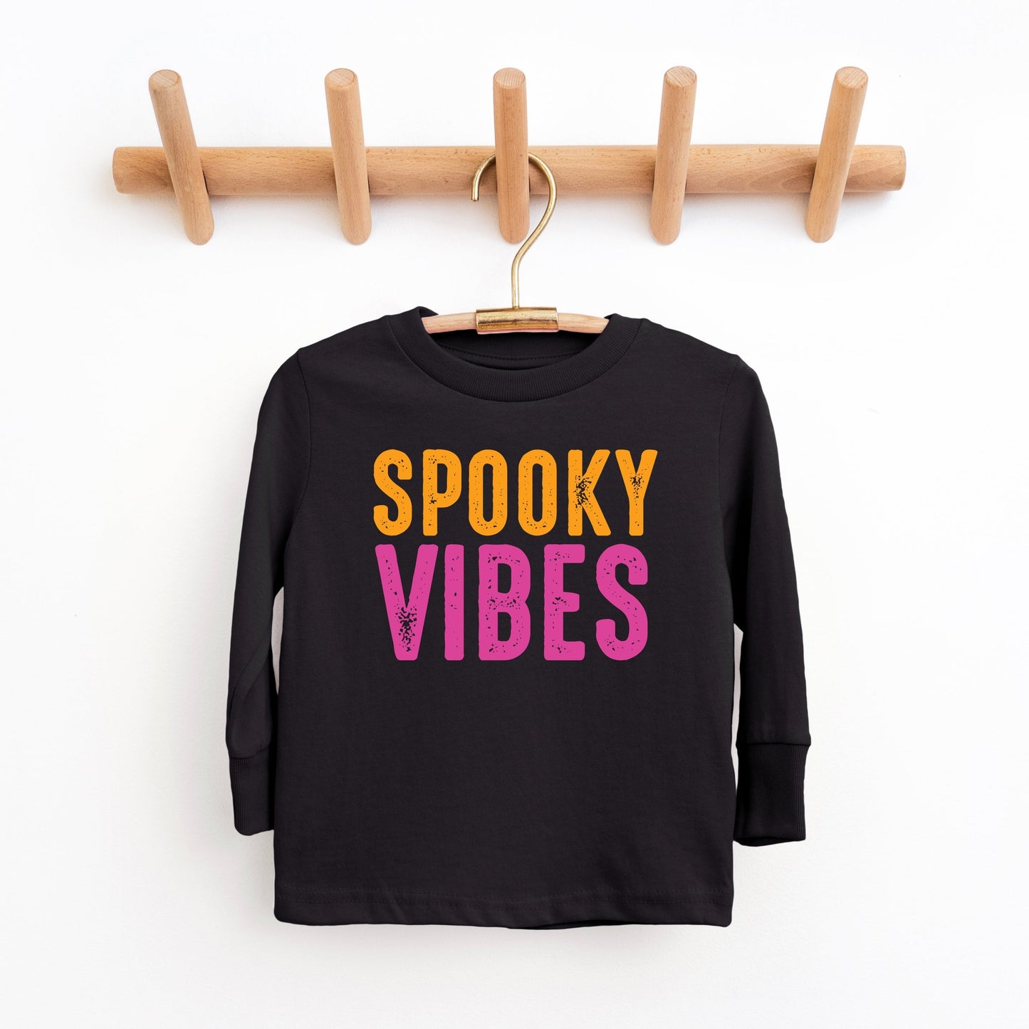 Spooky Vibes Bright Distressed - Toddler Long Sleeve Graphic Tee and Youth Long Sleeve Graphic T-Shirt