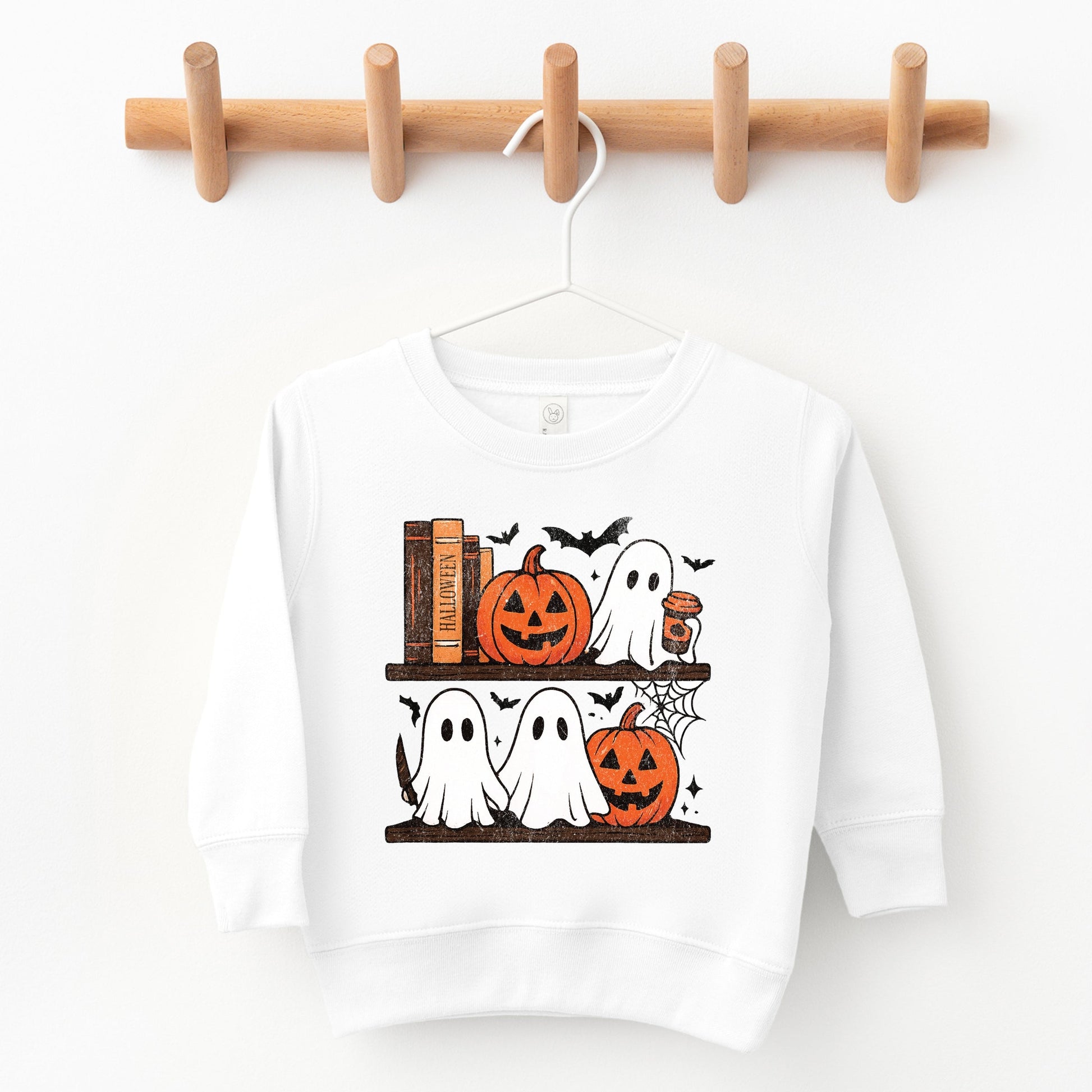 Halloween Bookshelf Ghosts - Toddler Graphic Sweatshirt and Youth Graphic Sweatshirt