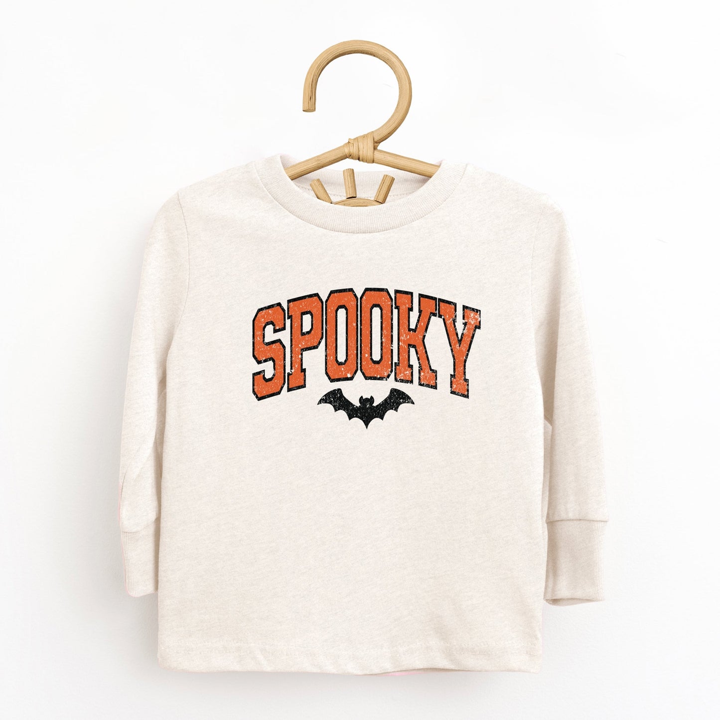Varsity Spooky Bat Distressed - Toddler Long Sleeve Graphic Tee and Youth Long Sleeve Graphic T-Shirt
