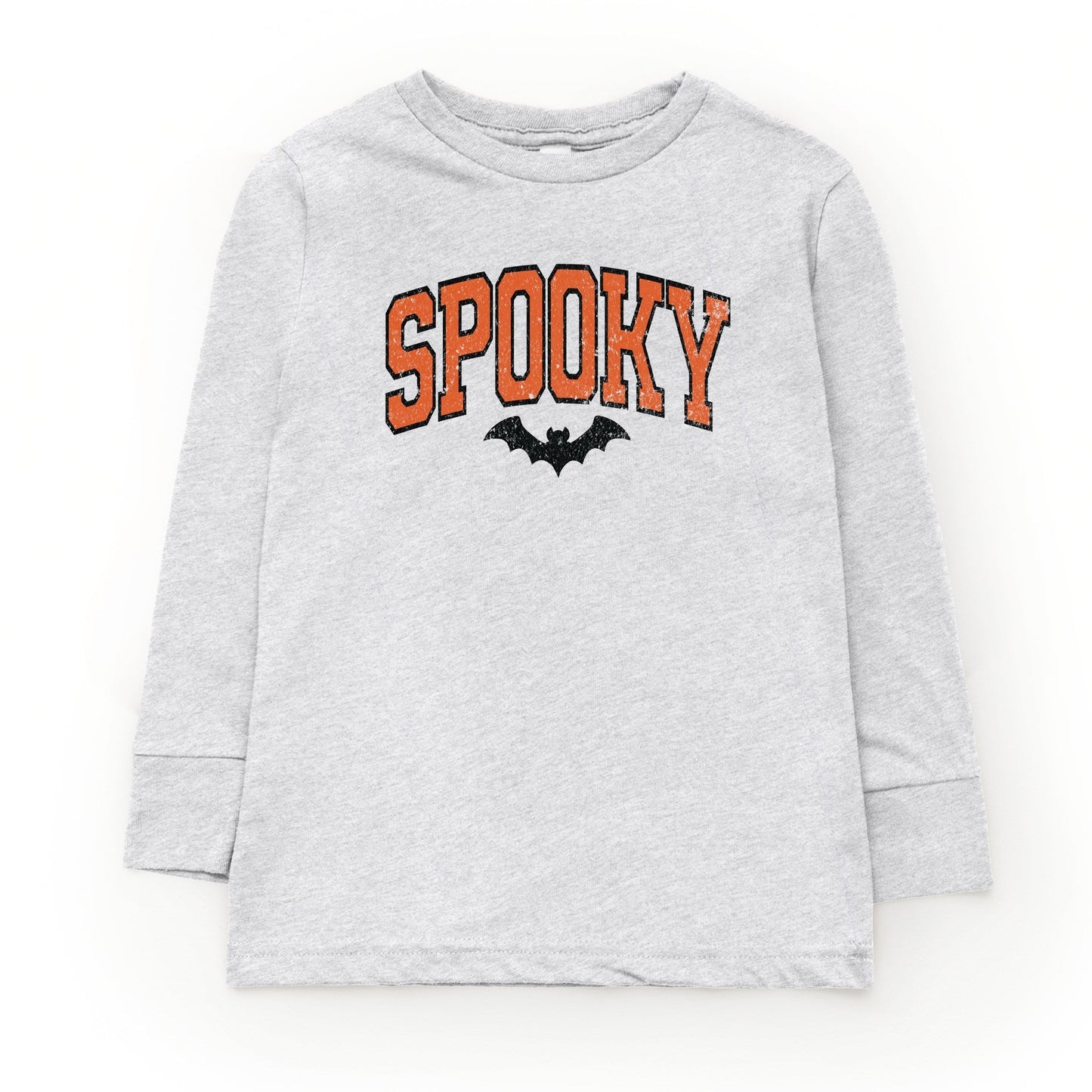 Varsity Spooky Bat Distressed - Toddler Long Sleeve Graphic Tee and Youth Long Sleeve Graphic T-Shirt