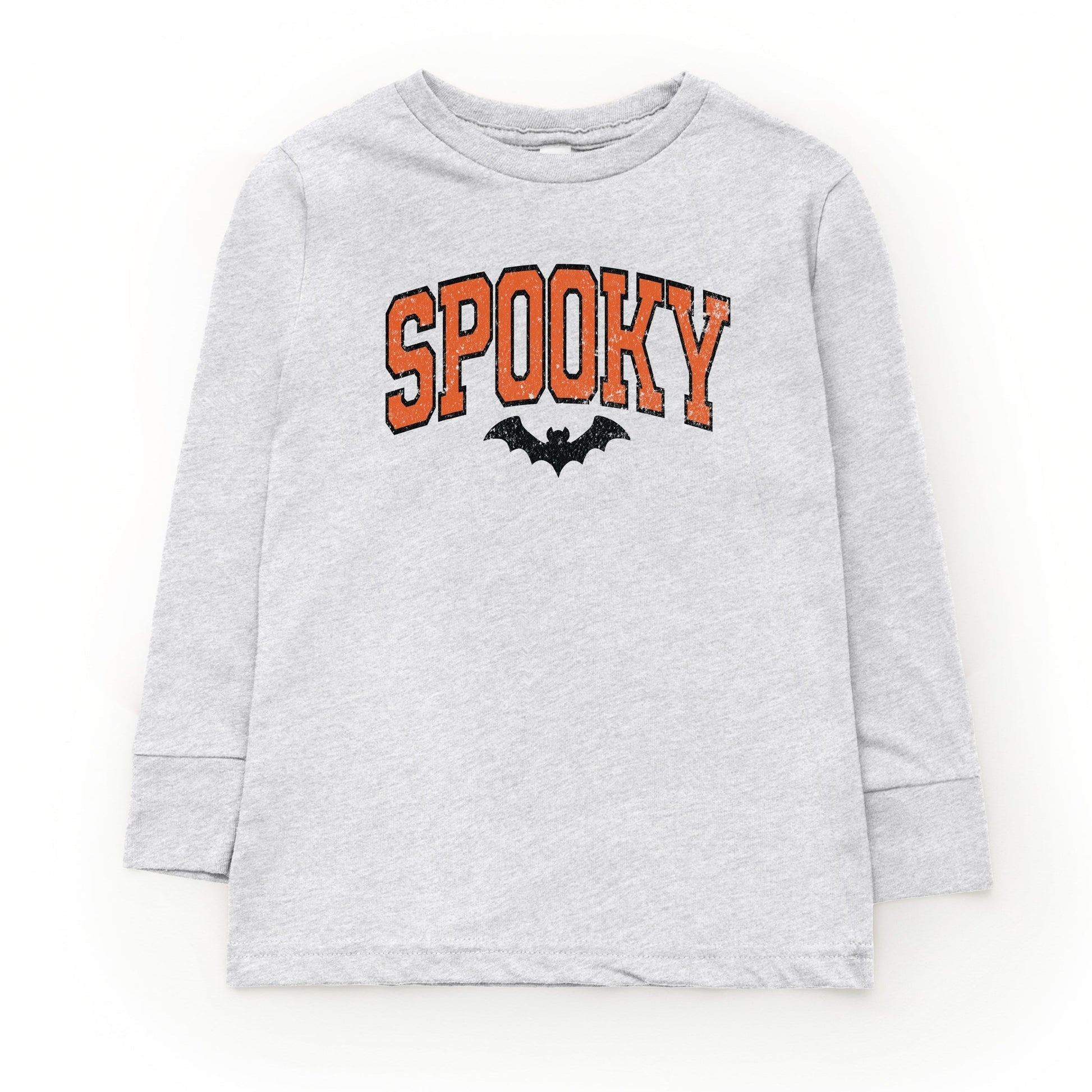 Varsity Spooky Bat Distressed - Toddler Long Sleeve Graphic Tee and Youth Long Sleeve Graphic T-Shirt