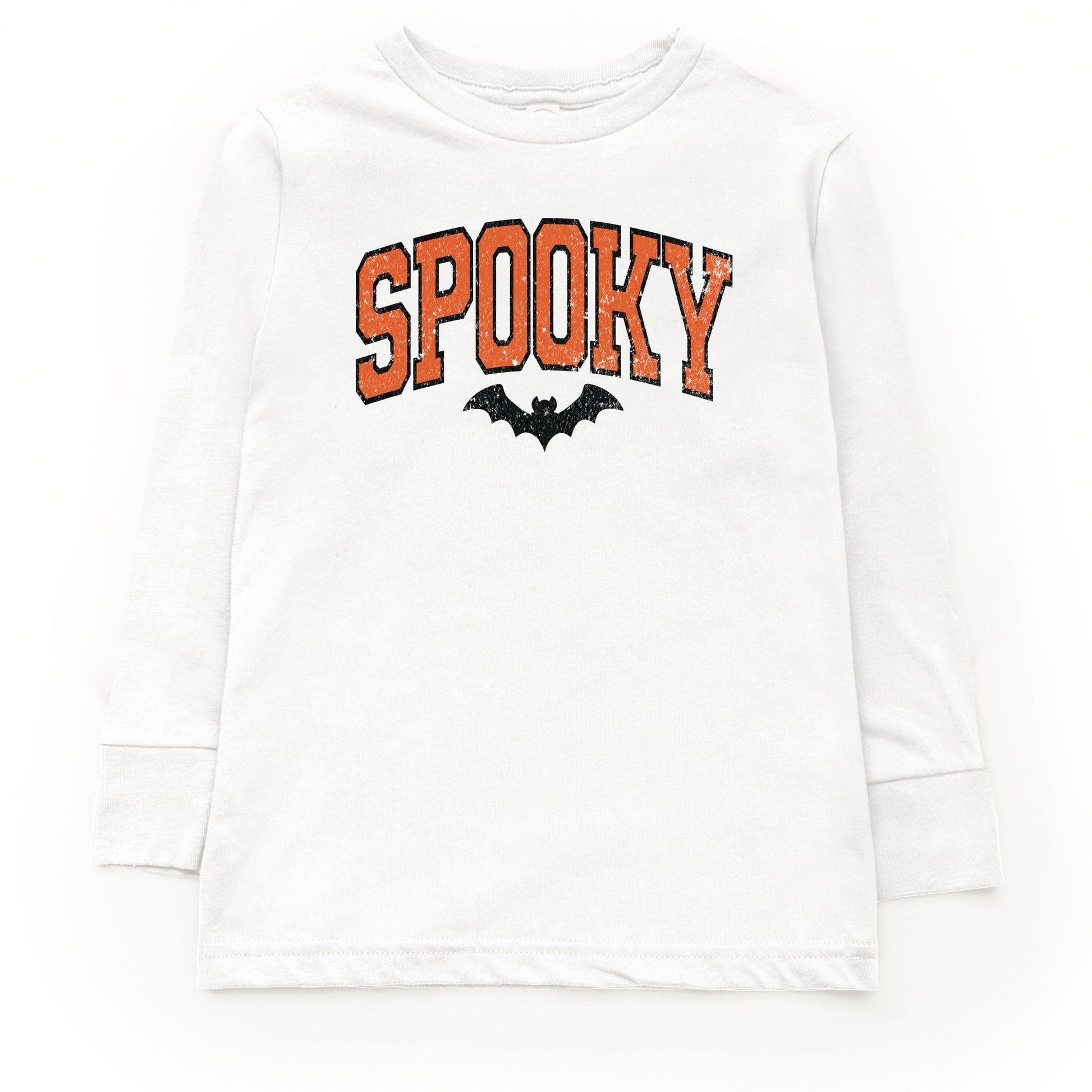 Varsity Spooky Bat Distressed - Toddler Long Sleeve Graphic Tee and Youth Long Sleeve Graphic T-Shirt