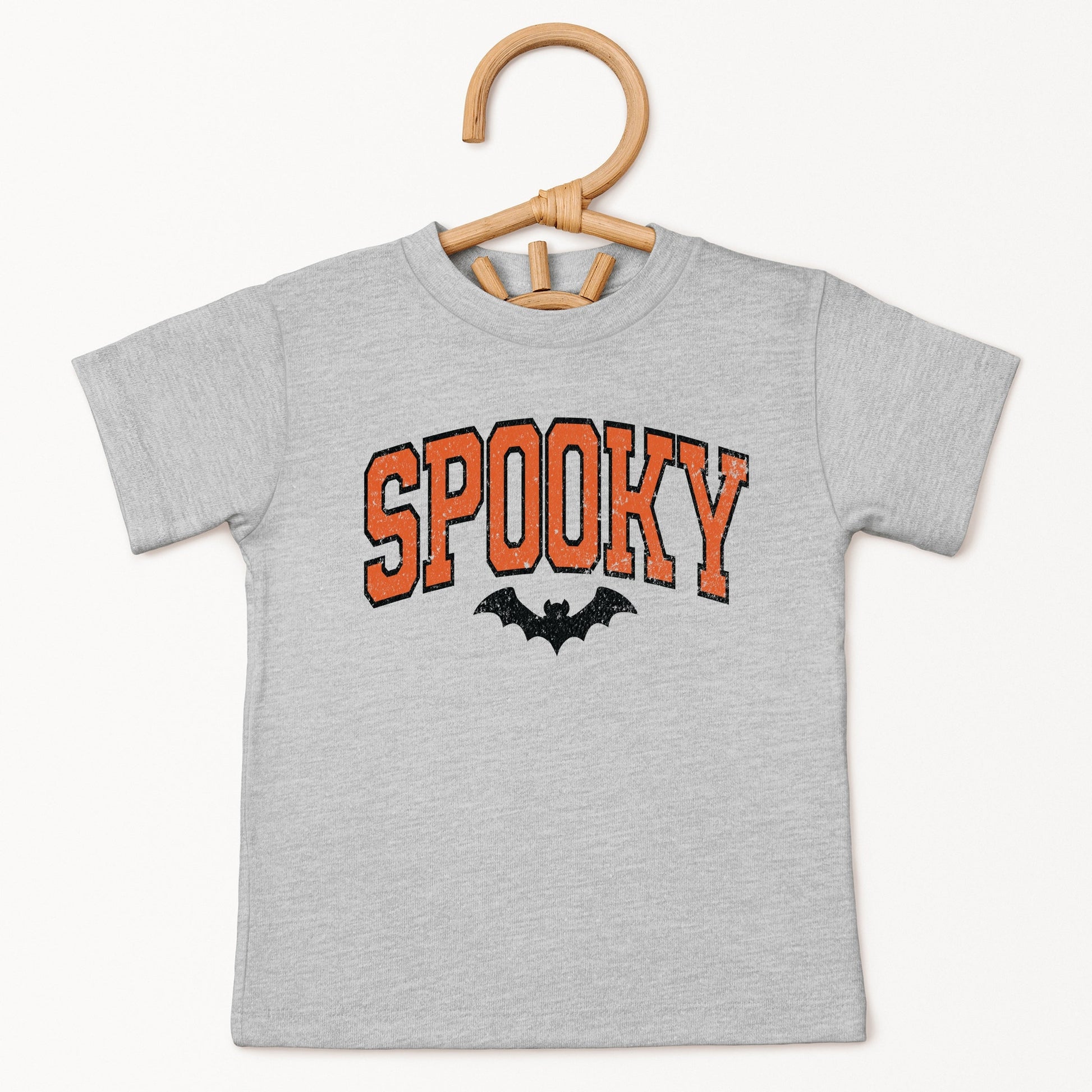Varsity Spooky Bat Distressed - Youth Short Sleeve Graphic T-Shirt and Toddler Short Sleeve Graphic T-Shirt