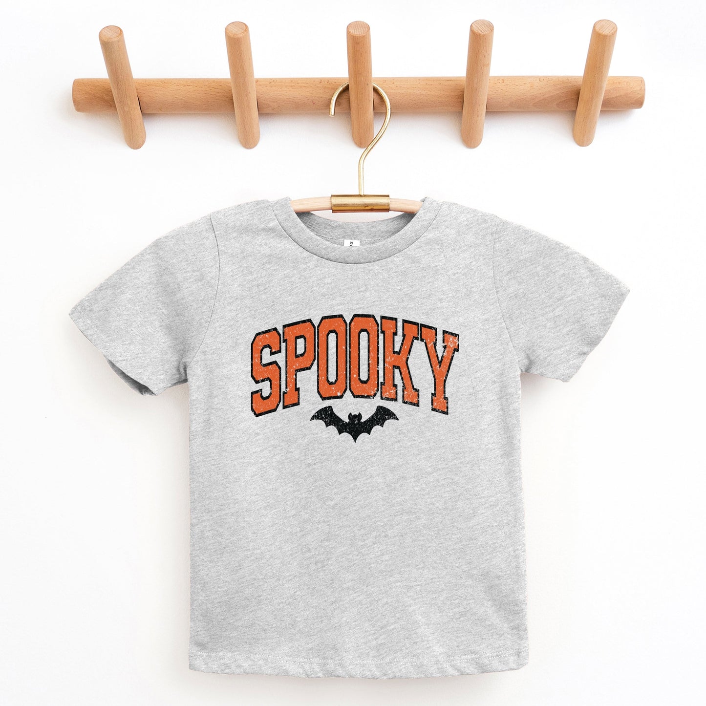 Varsity Spooky Bat Distressed - Youth Short Sleeve Graphic T-Shirt and Toddler Short Sleeve Graphic T-Shirt