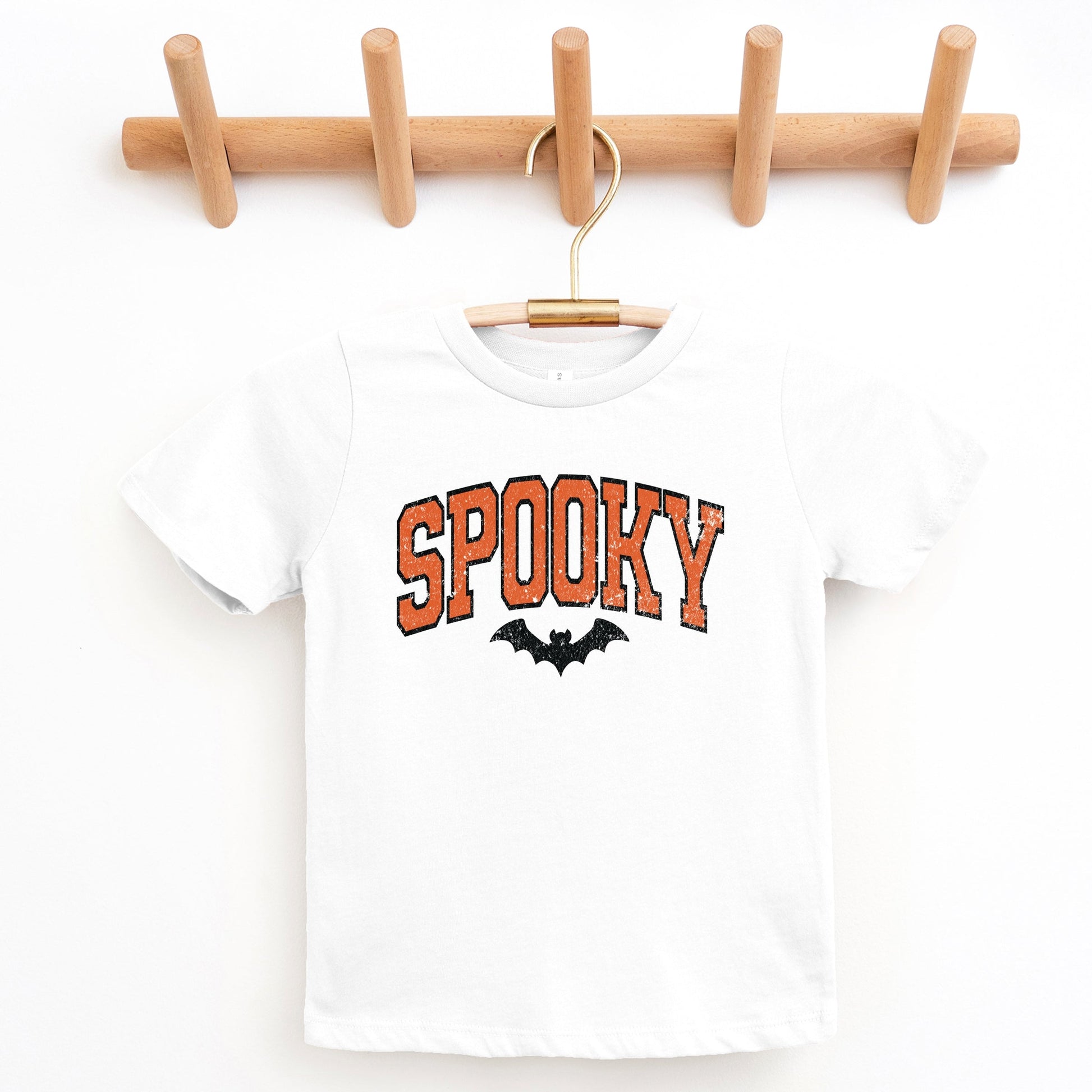 Varsity Spooky Bat Distressed - Youth Short Sleeve Graphic T-Shirt and Toddler Short Sleeve Graphic T-Shirt