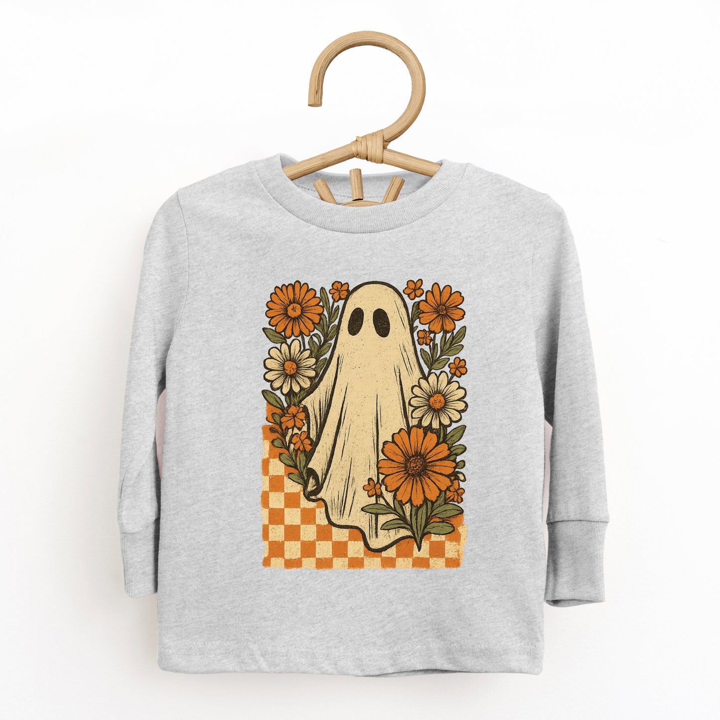 Checkered Ghost Floral Vintage - Youth Long Sleeve Graphic T-Shirt and Toddler Long Sleeve Graphic Tee